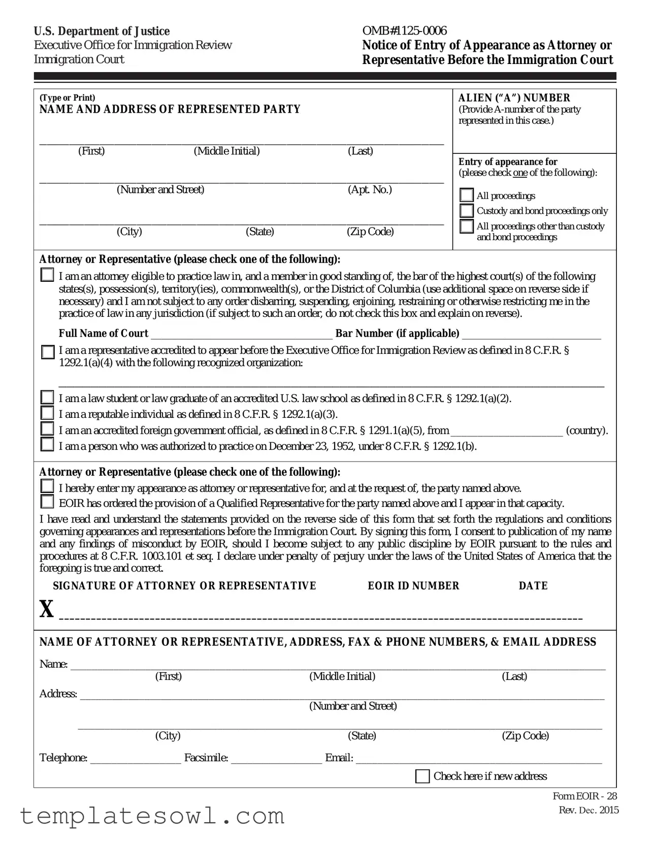 Fill Out Your Eoir 28 Form
