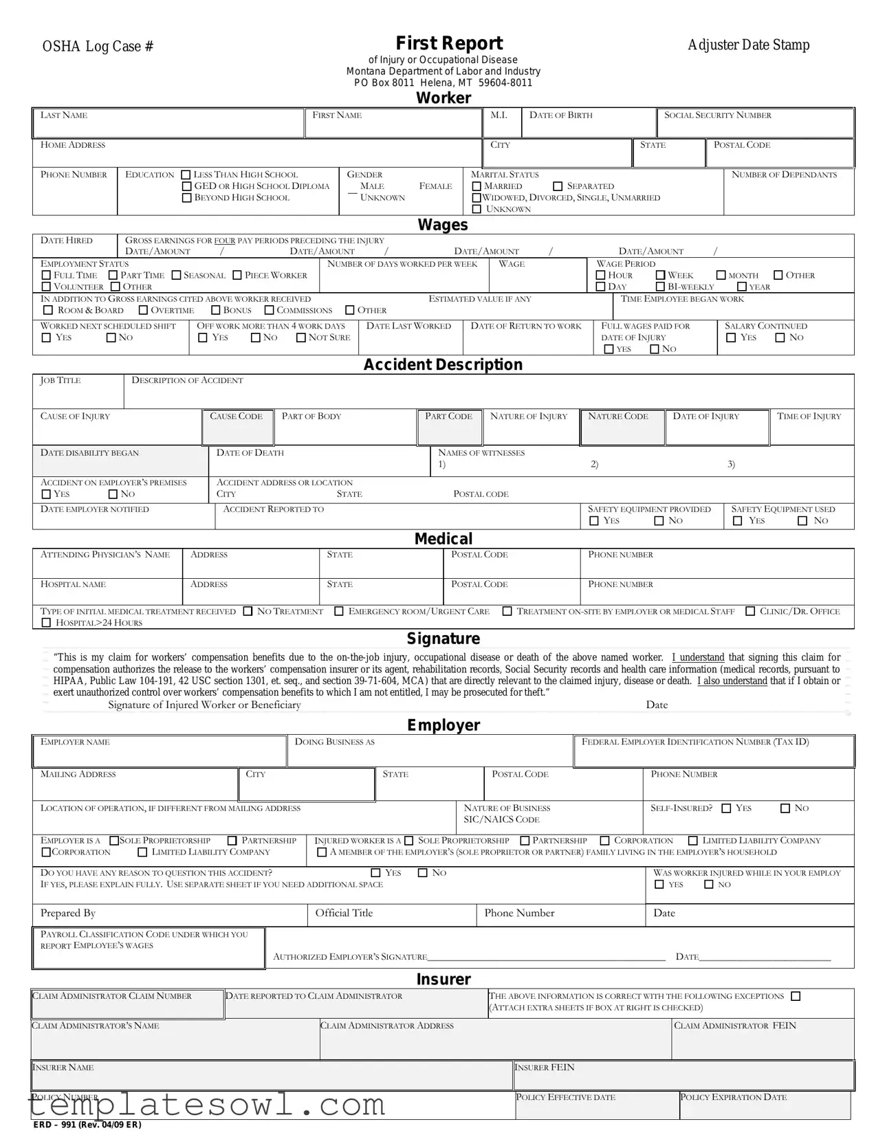 Fill Out Your Erd 991 Form