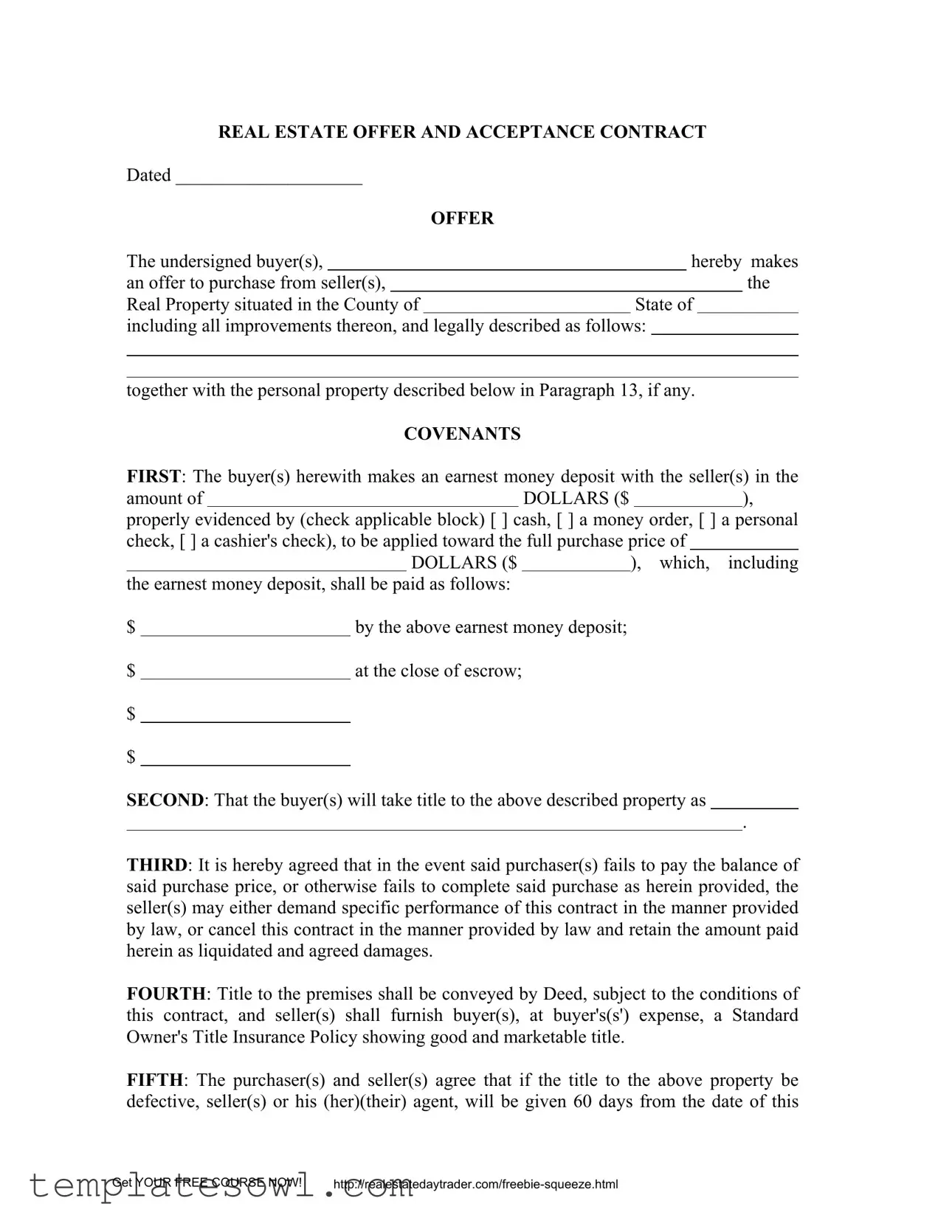 Fill Out Your Estate Acceptance Form