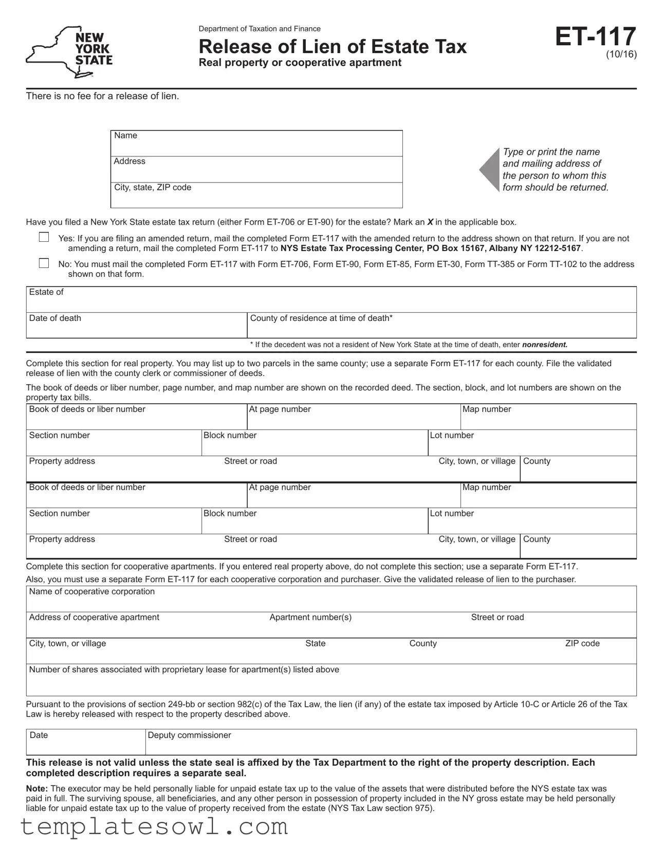 Fill Out Your Et 117 Form