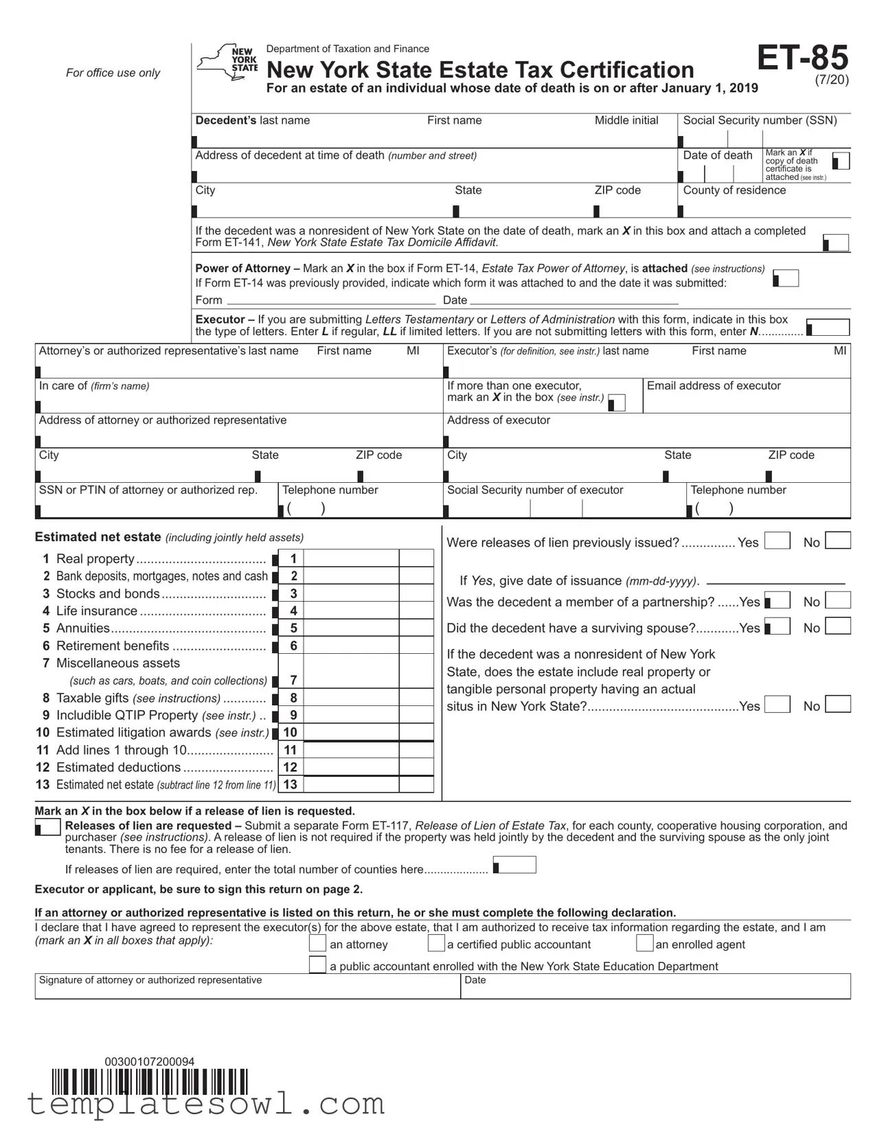 Fill Out Your Et 85 Form