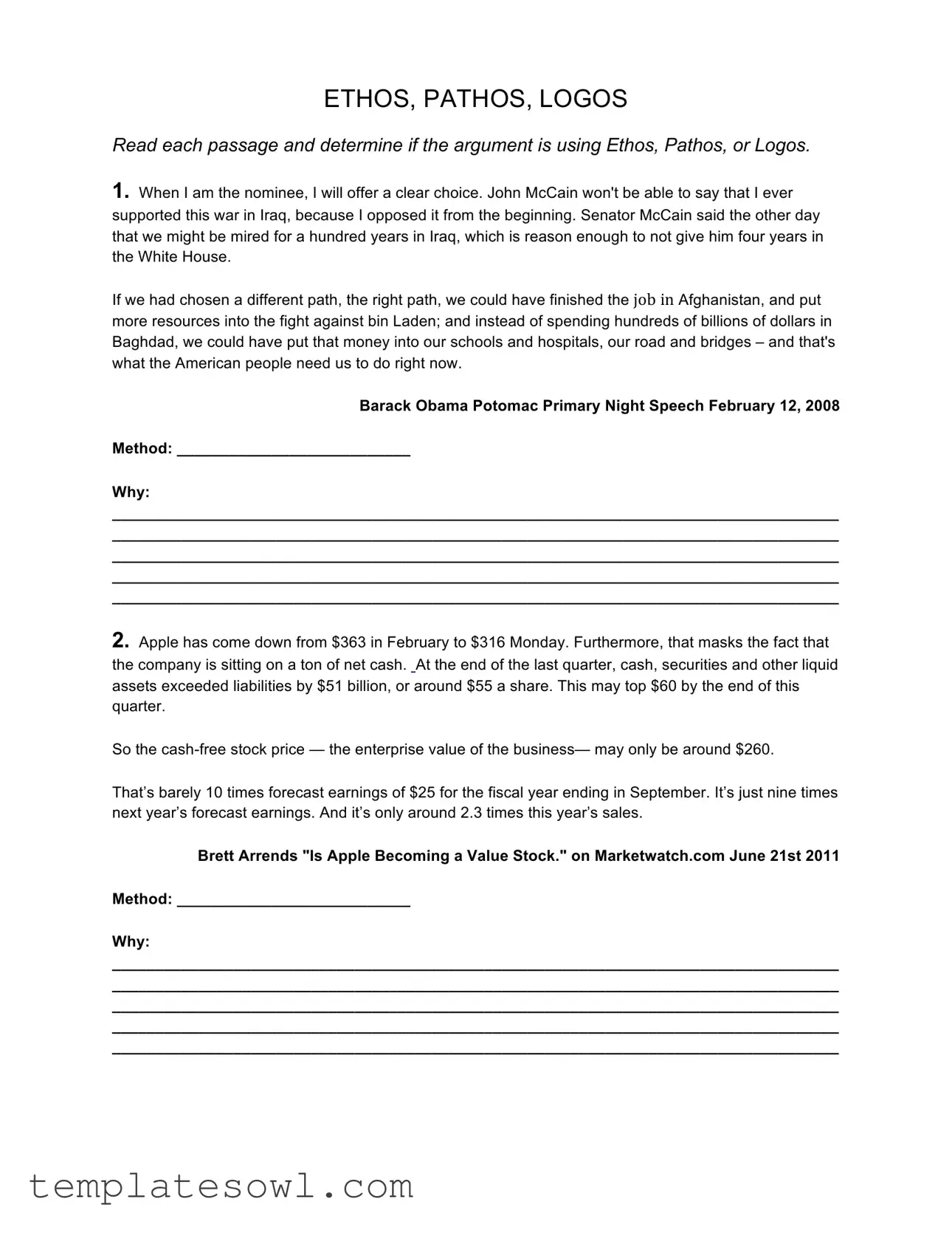 Fill Out Your Ethos Pathos Logos Form