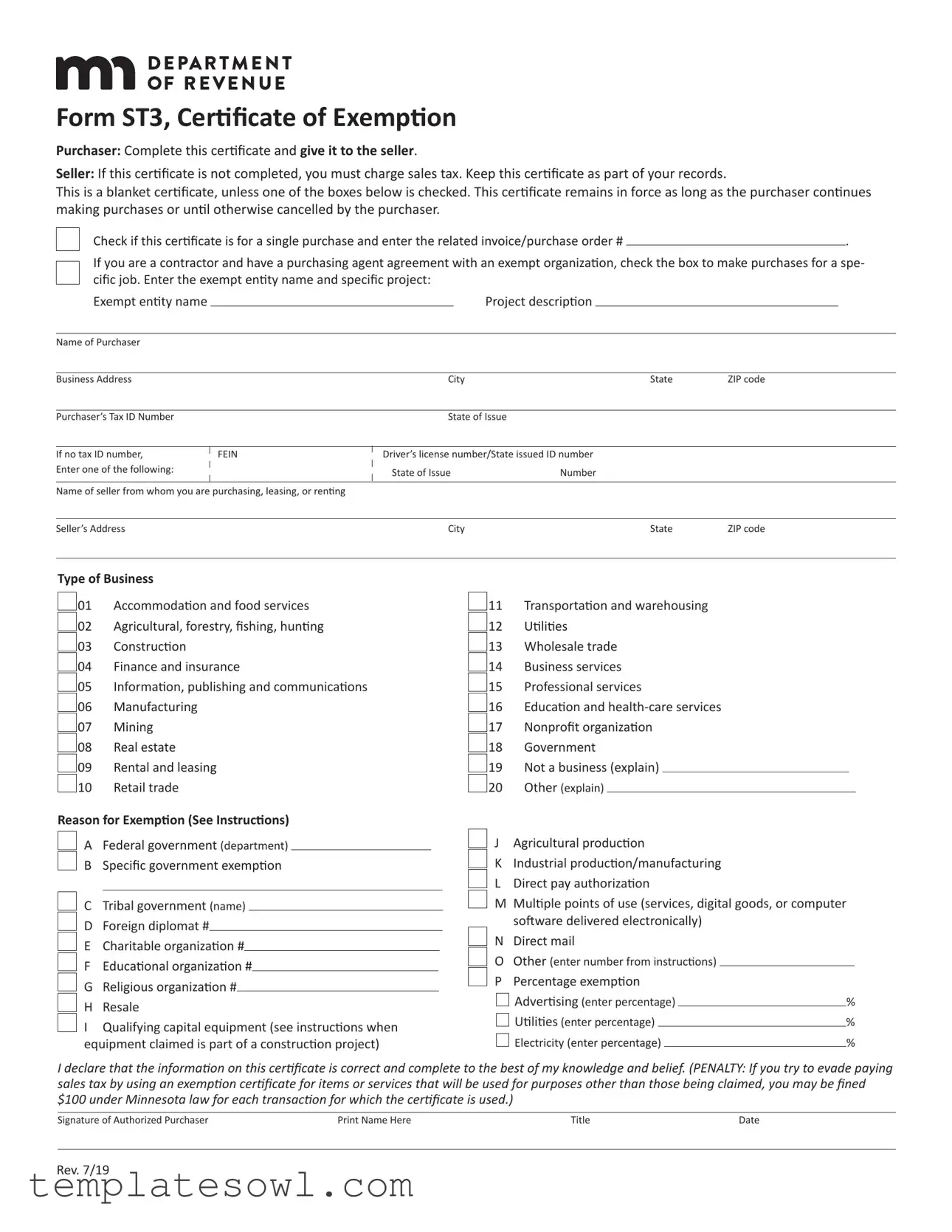 Fill Out Your Exemption Tax St3 Form