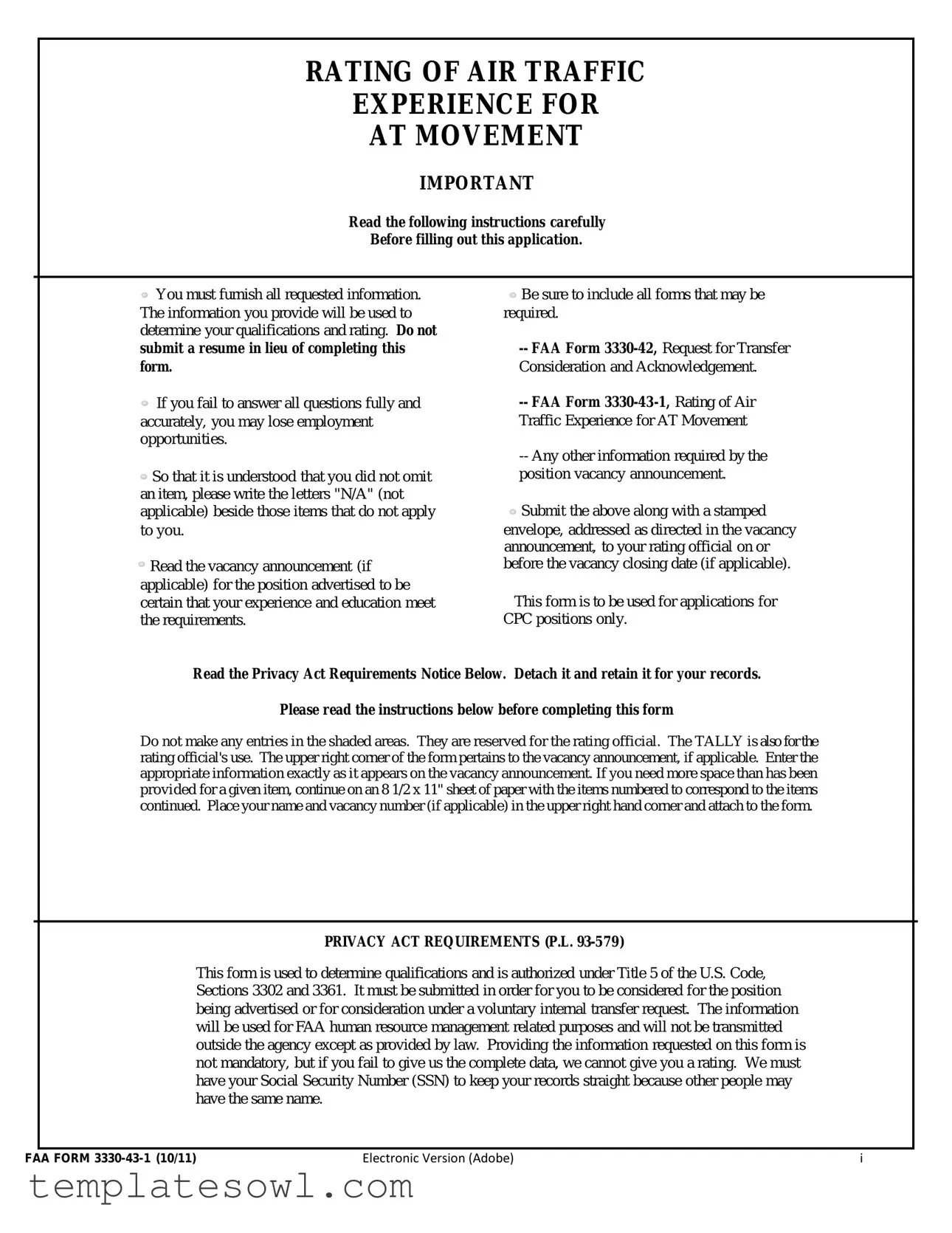 Fill Out Your Faa 3330 43 1 Form