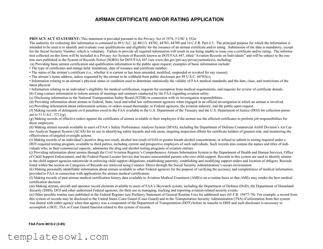 Fill Out Your Faa 8610 2 Form