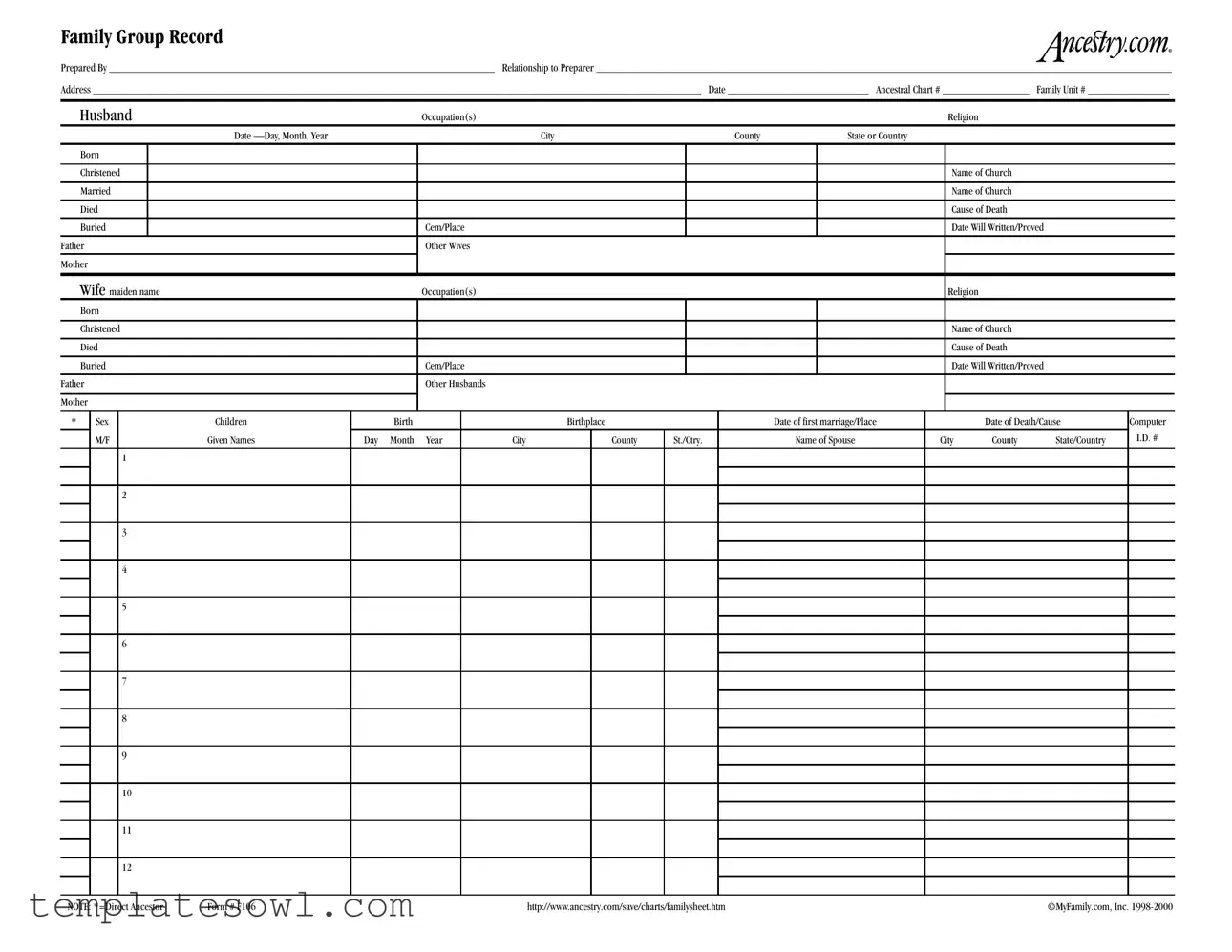 Fill Out Your Family Group Record Form