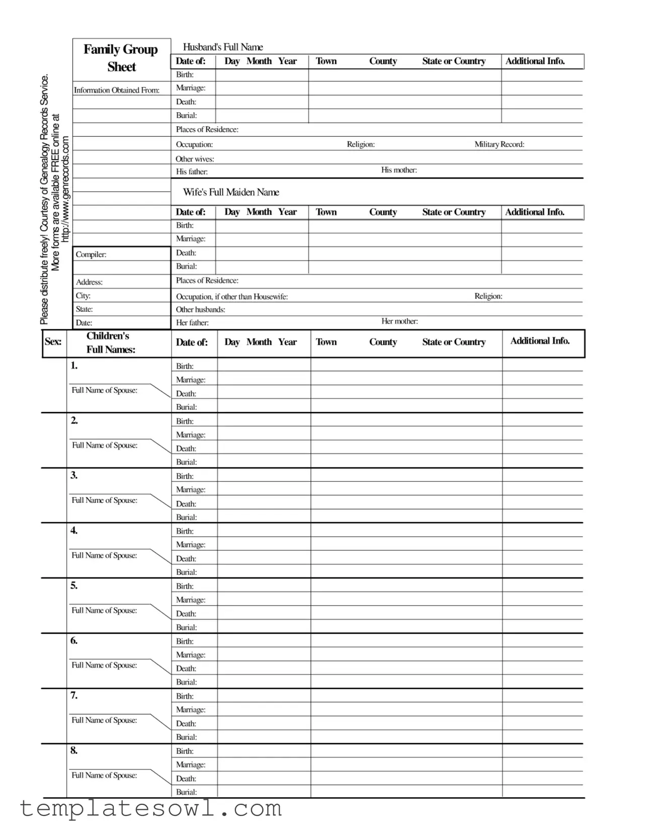 Fill Out Your Family Group Sheet Form