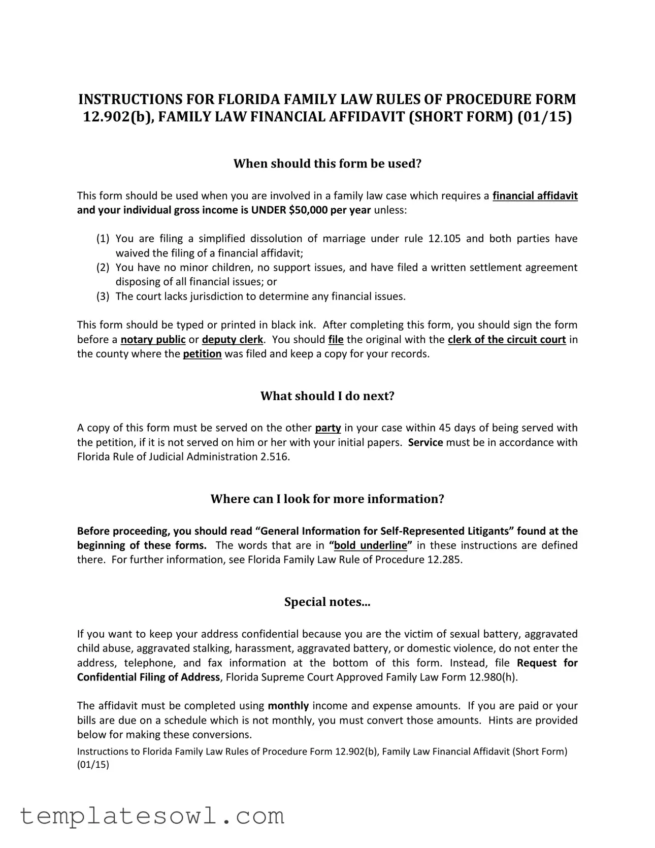 Fill Out Your Family Law Financial Affidavit 12 902 B Form