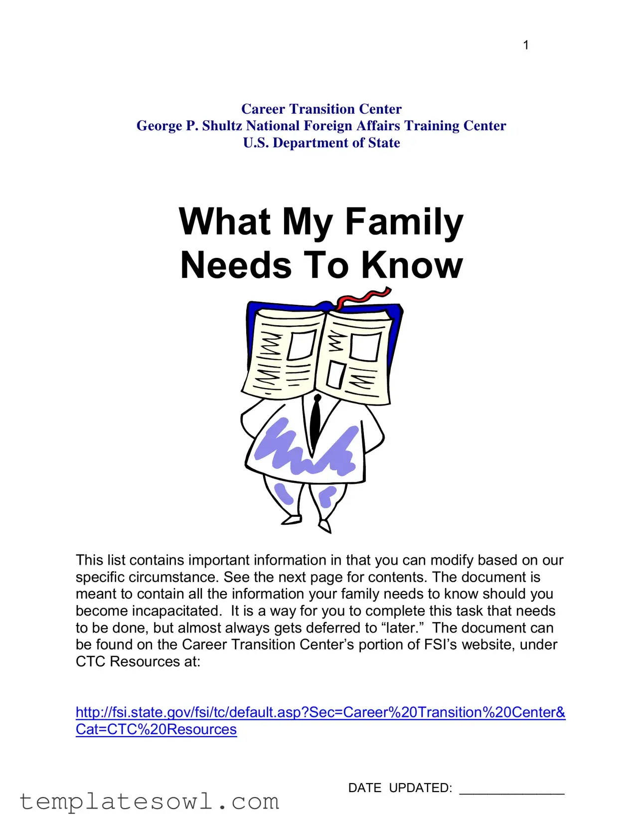 Fill Out Your Family Needs Know Form