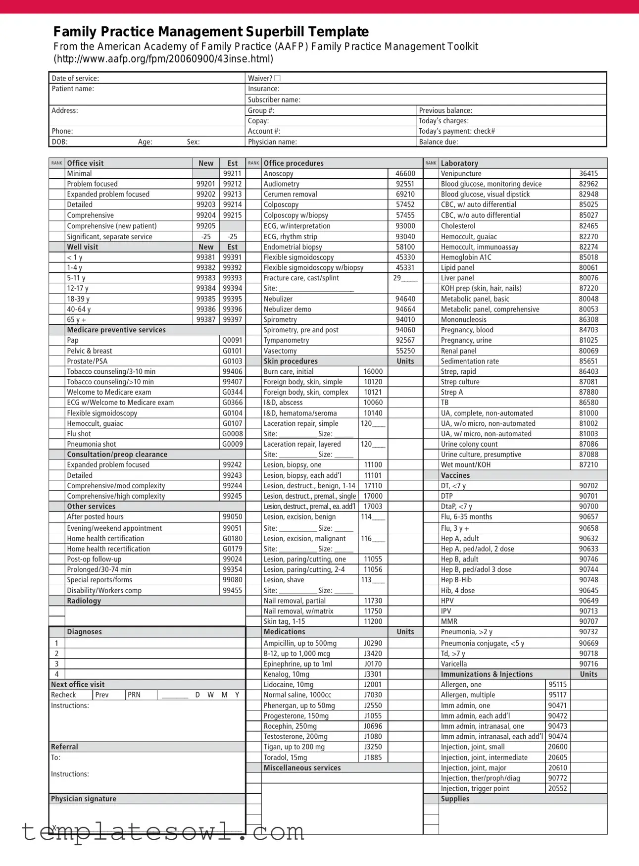 Fill Out Your Family Practice Superbill Form