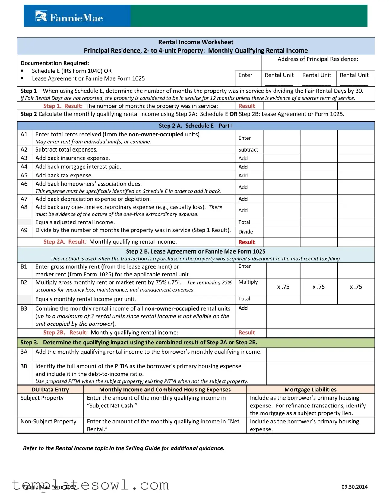Fill Out Your Fannie Mae 1037 Form