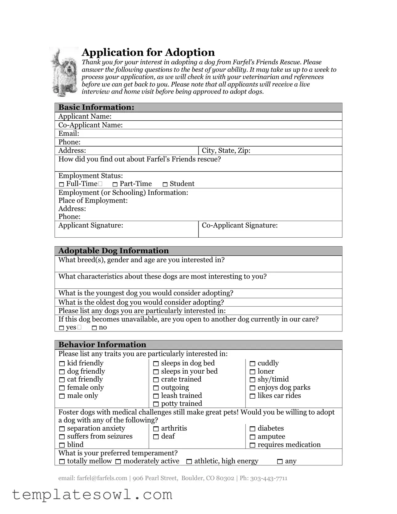 Fill Out Your Farfel Application Form