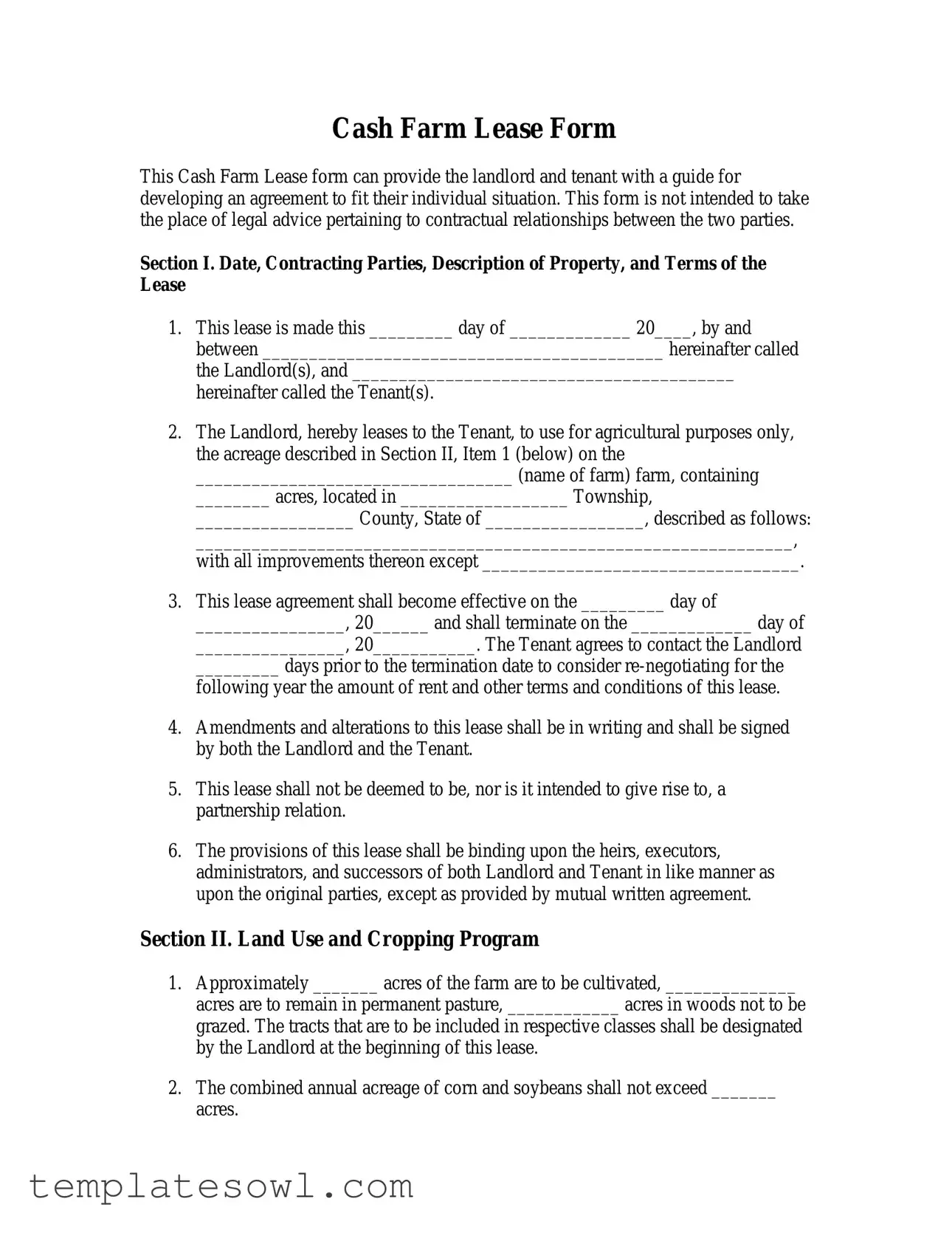 Fill Out Your Farm Lease Agreement 669 Form
