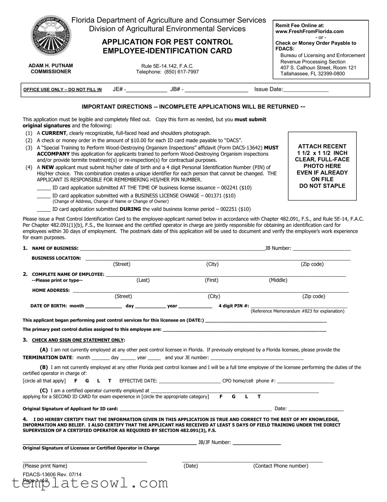 Fill Out Your Fdacs 13606 Form