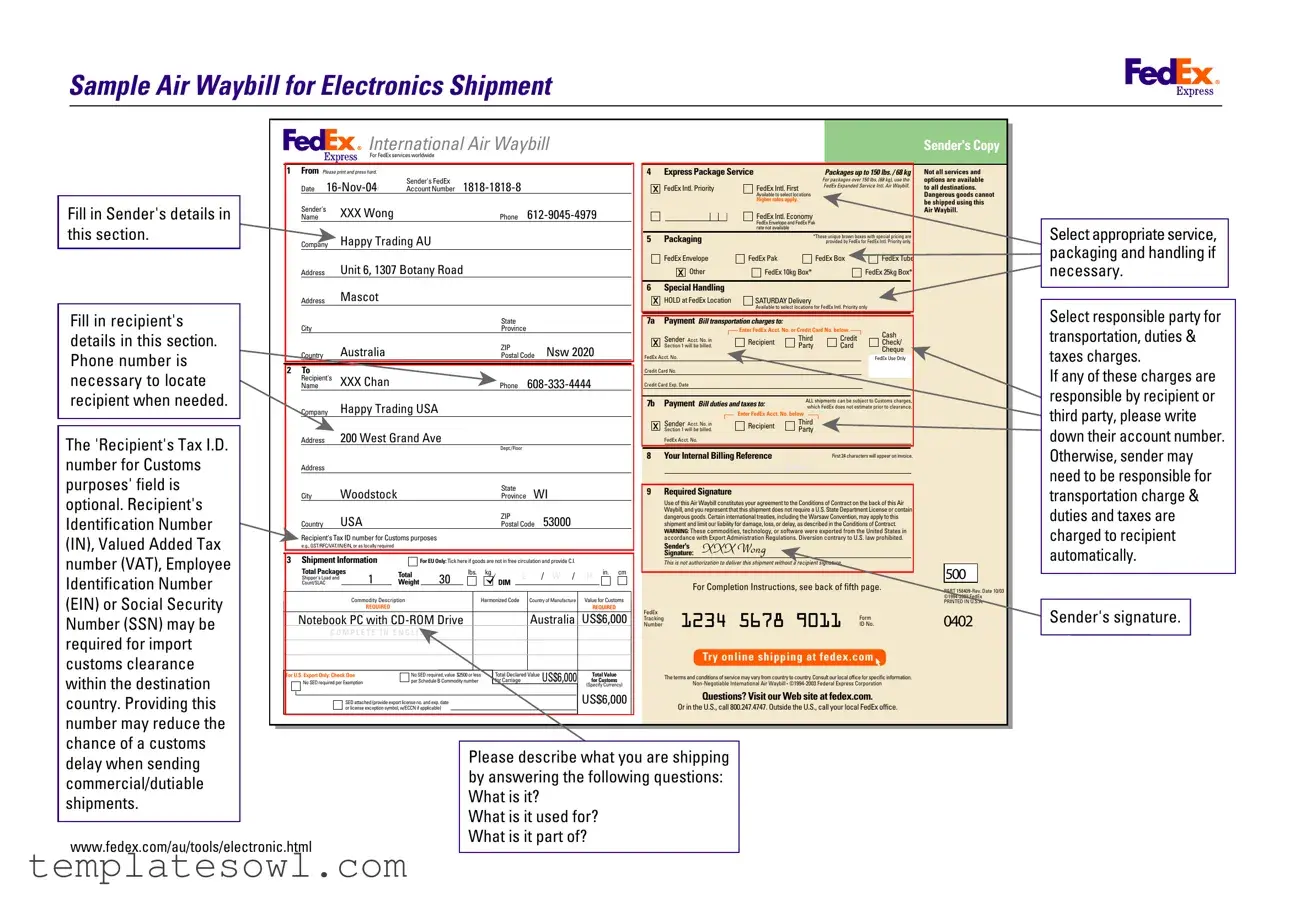 Fill Out Your Fedex Awb Form