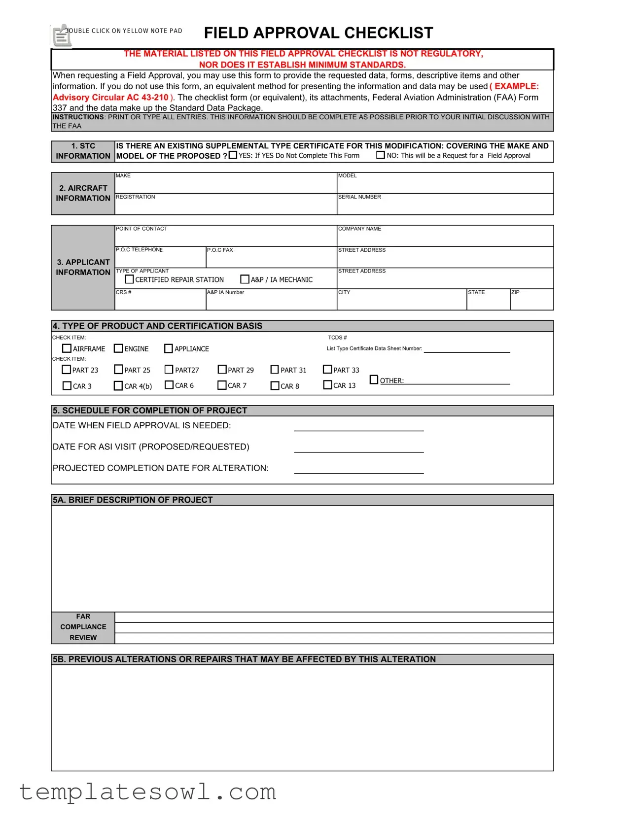 Fill Out Your Field Approval Checklist Form