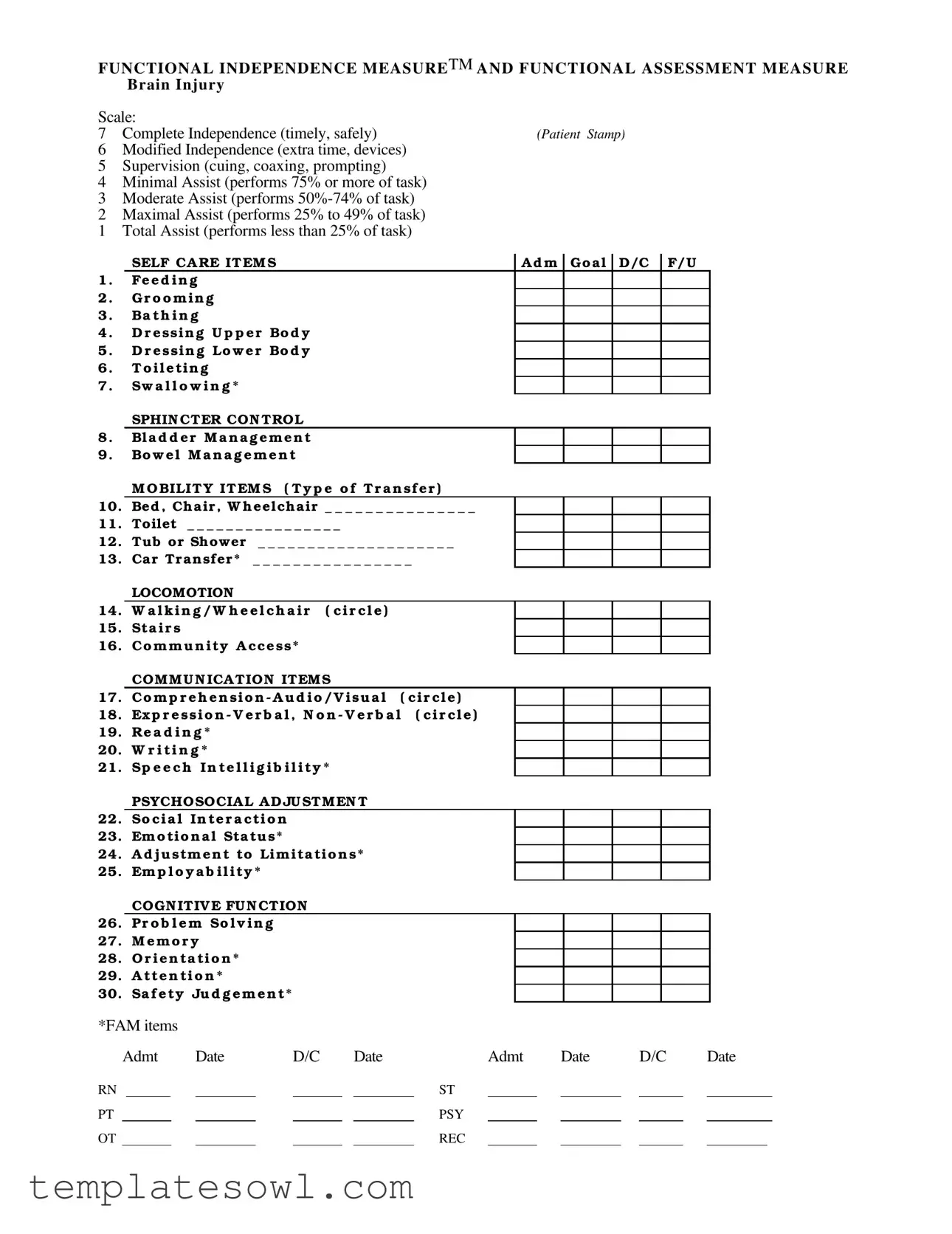 Fill Out Your Fim Scale Form