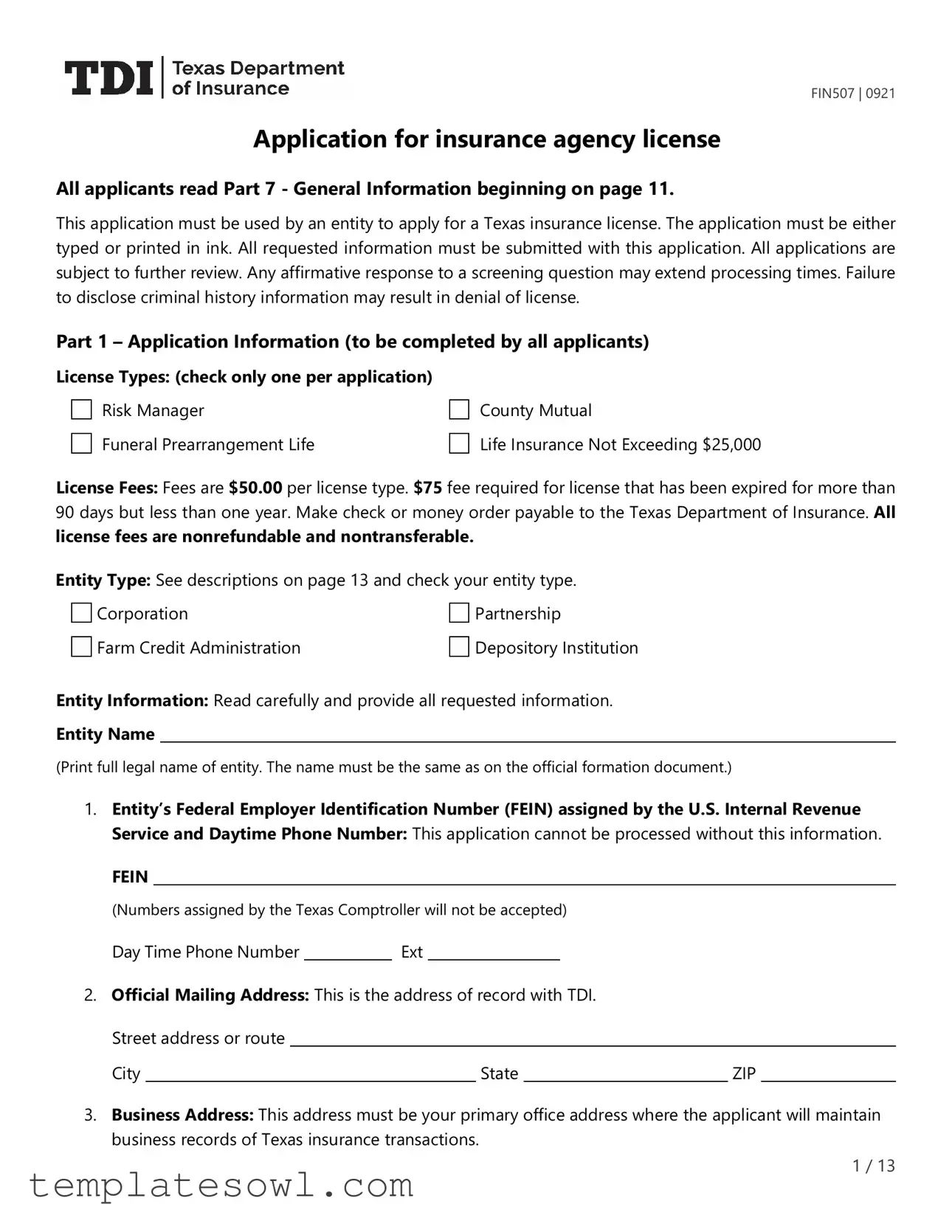Fill Out Your Fin507 Form