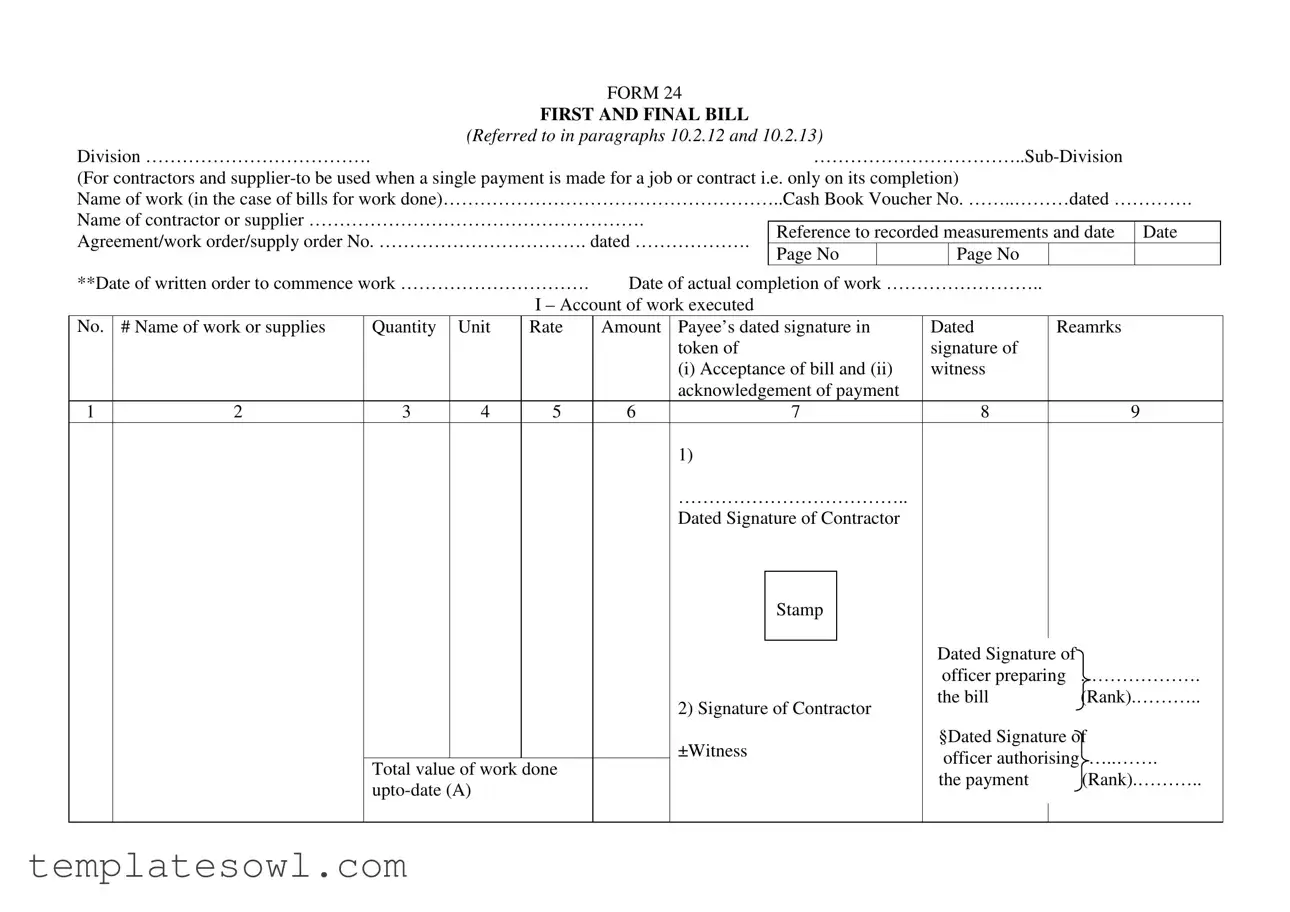 Fill Out Your Final Bill Form