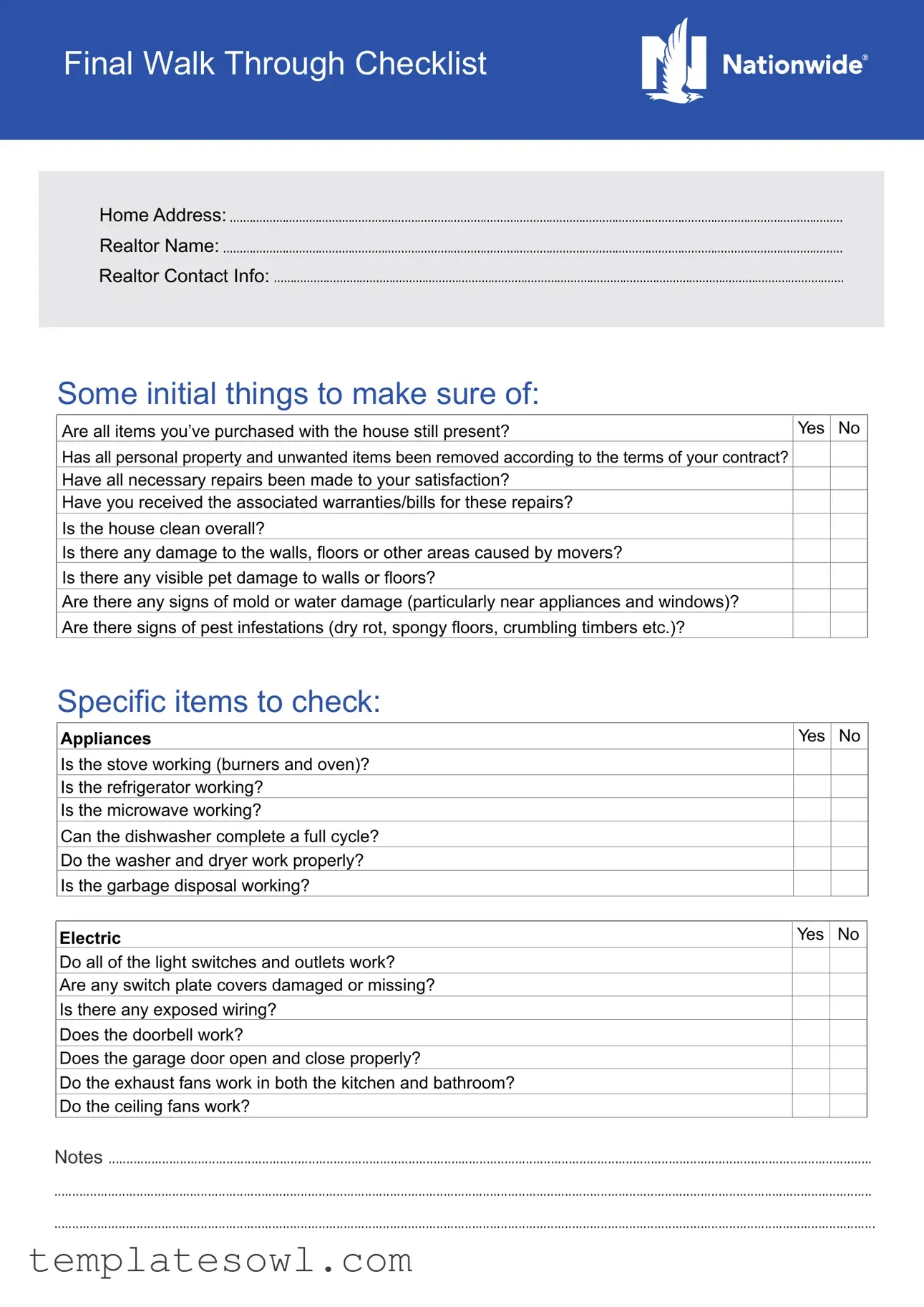 Fill Out Your Final Walk Through Checklist Form
