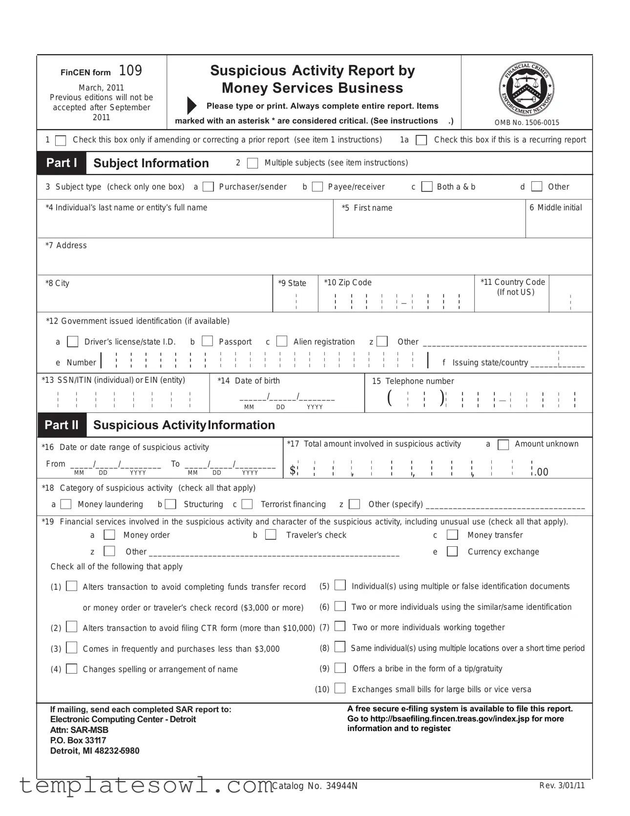 Fill Out Your Fincen 109 Form