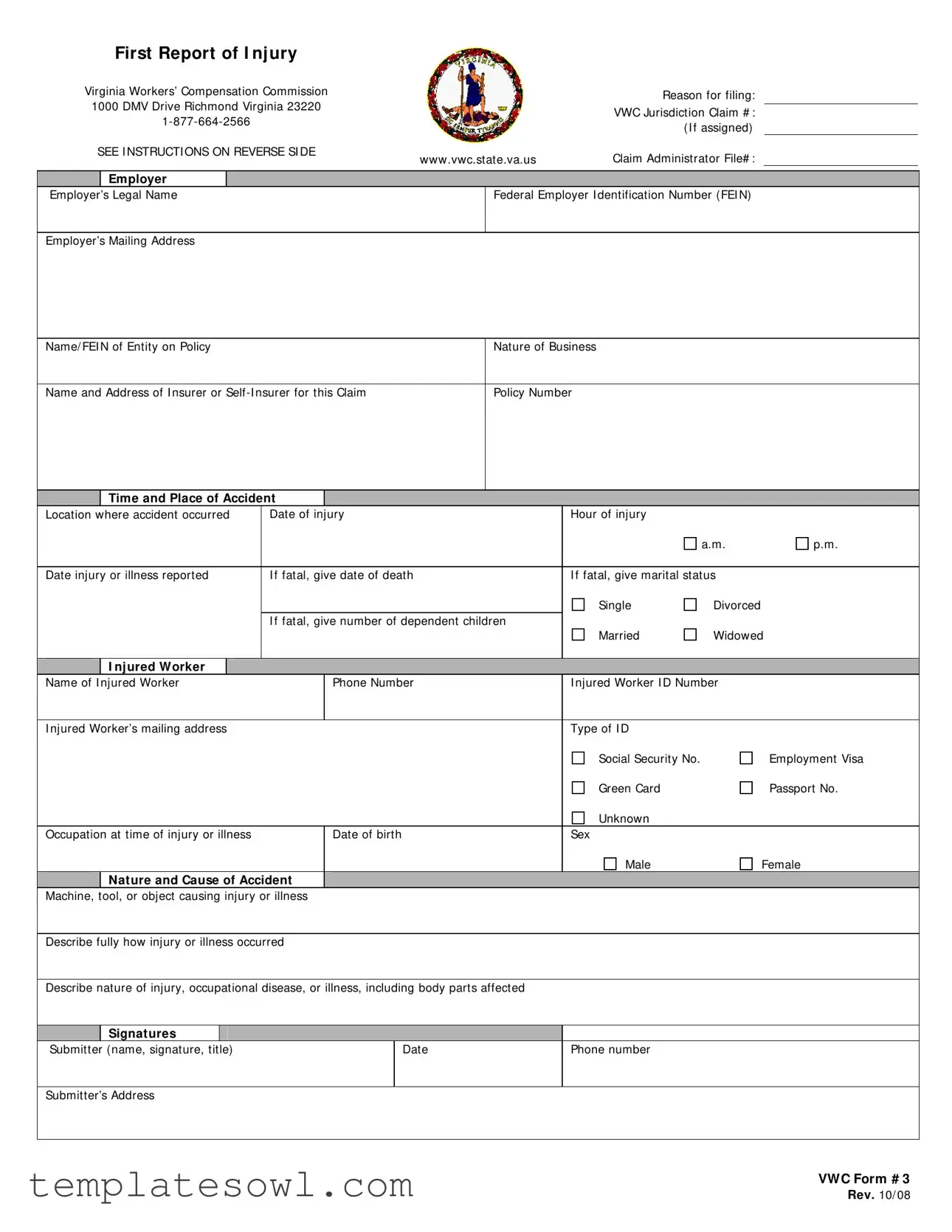 Fill Out Your First Injury Report Form
