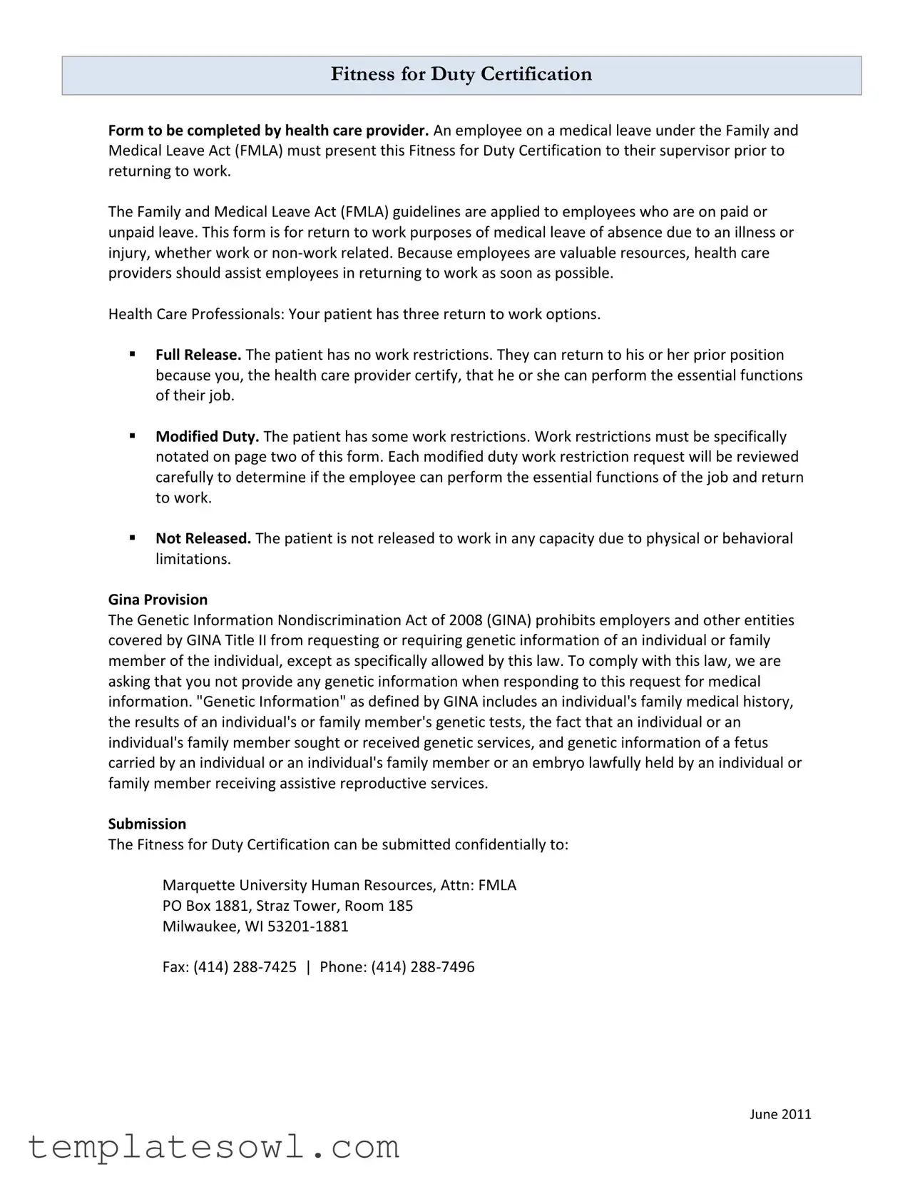 Fill Out Your Fitness For Duty Form