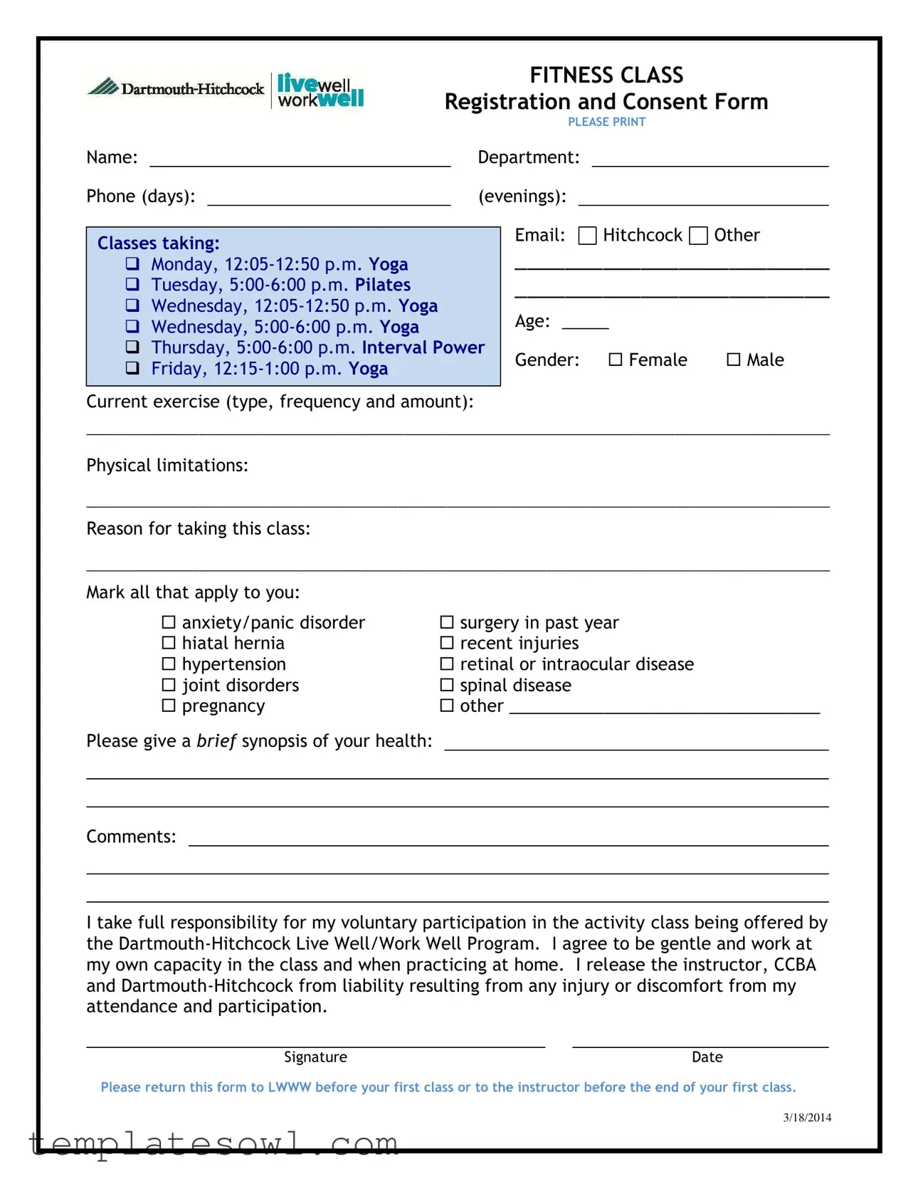 Fill Out Your Fitness Registration Form