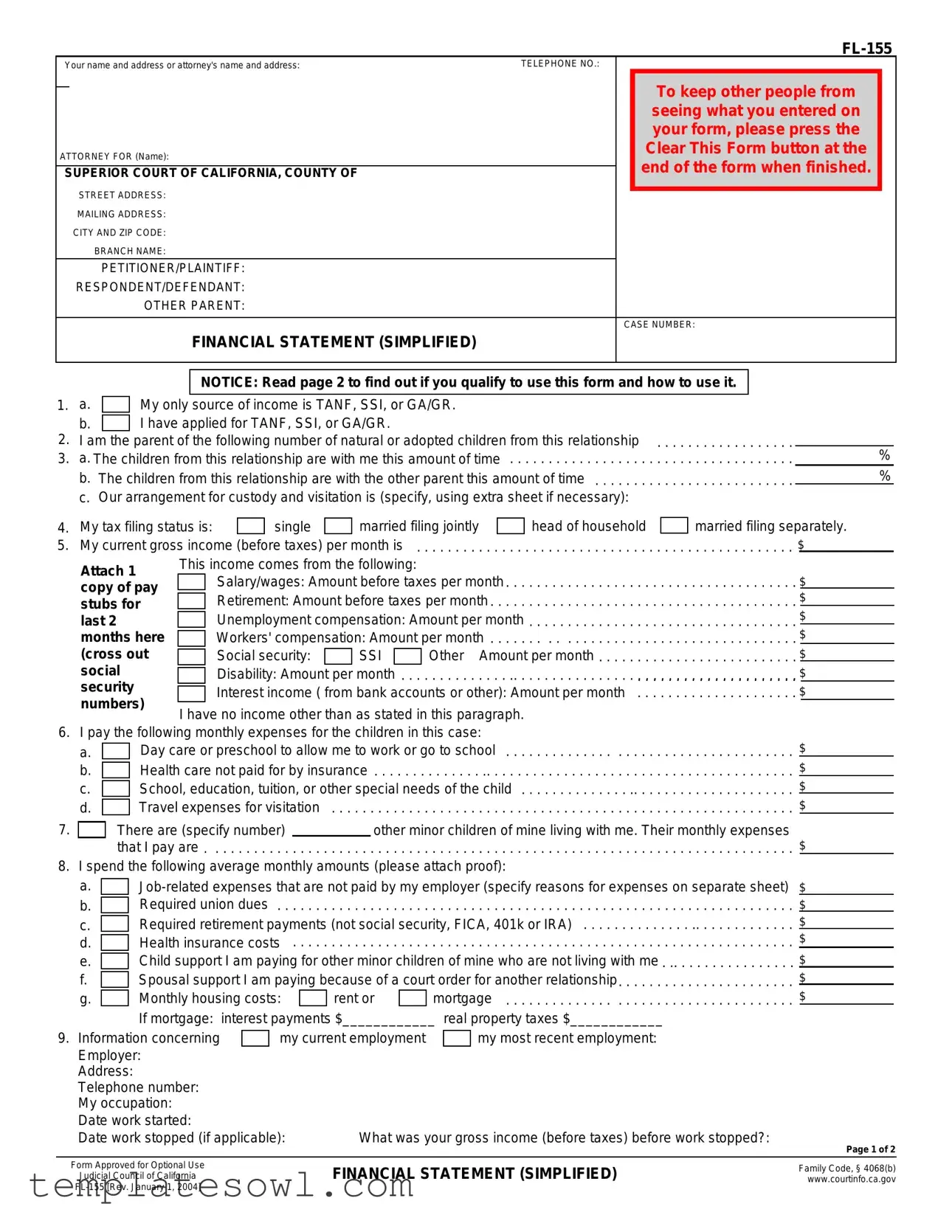 Fill Out Your Fl 155 Form