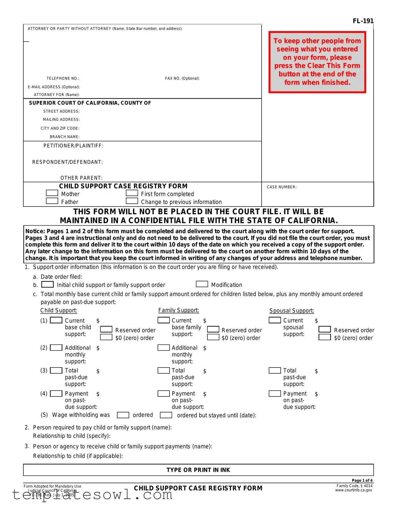 Fill Out Your Fl 191 Form