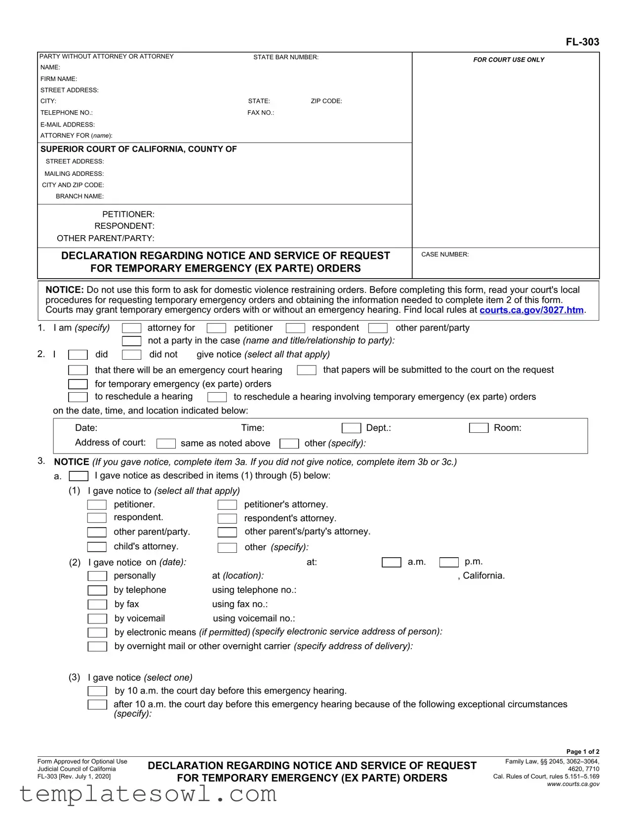 Fill Out Your Fl 303 Form