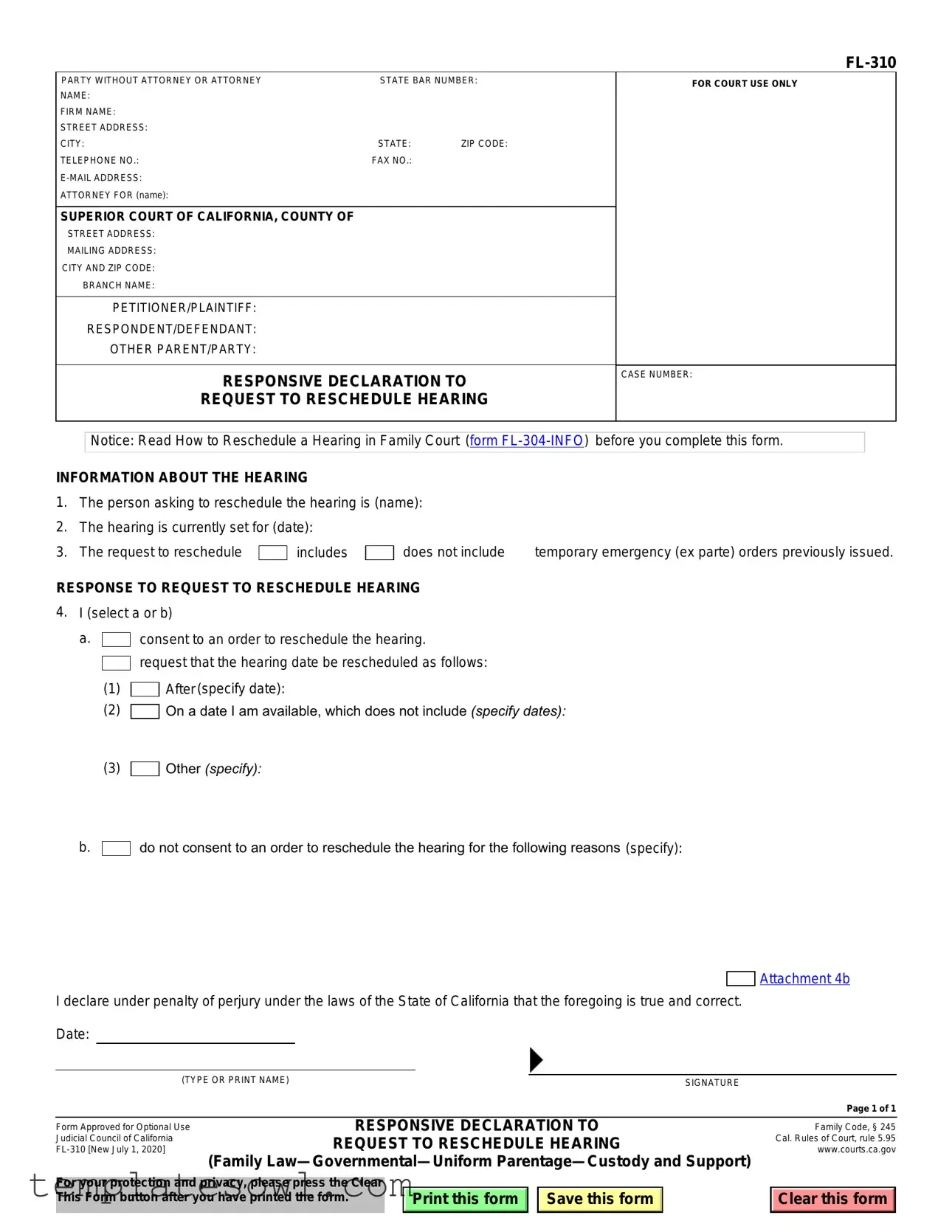 Fill Out Your Fl 310 Form