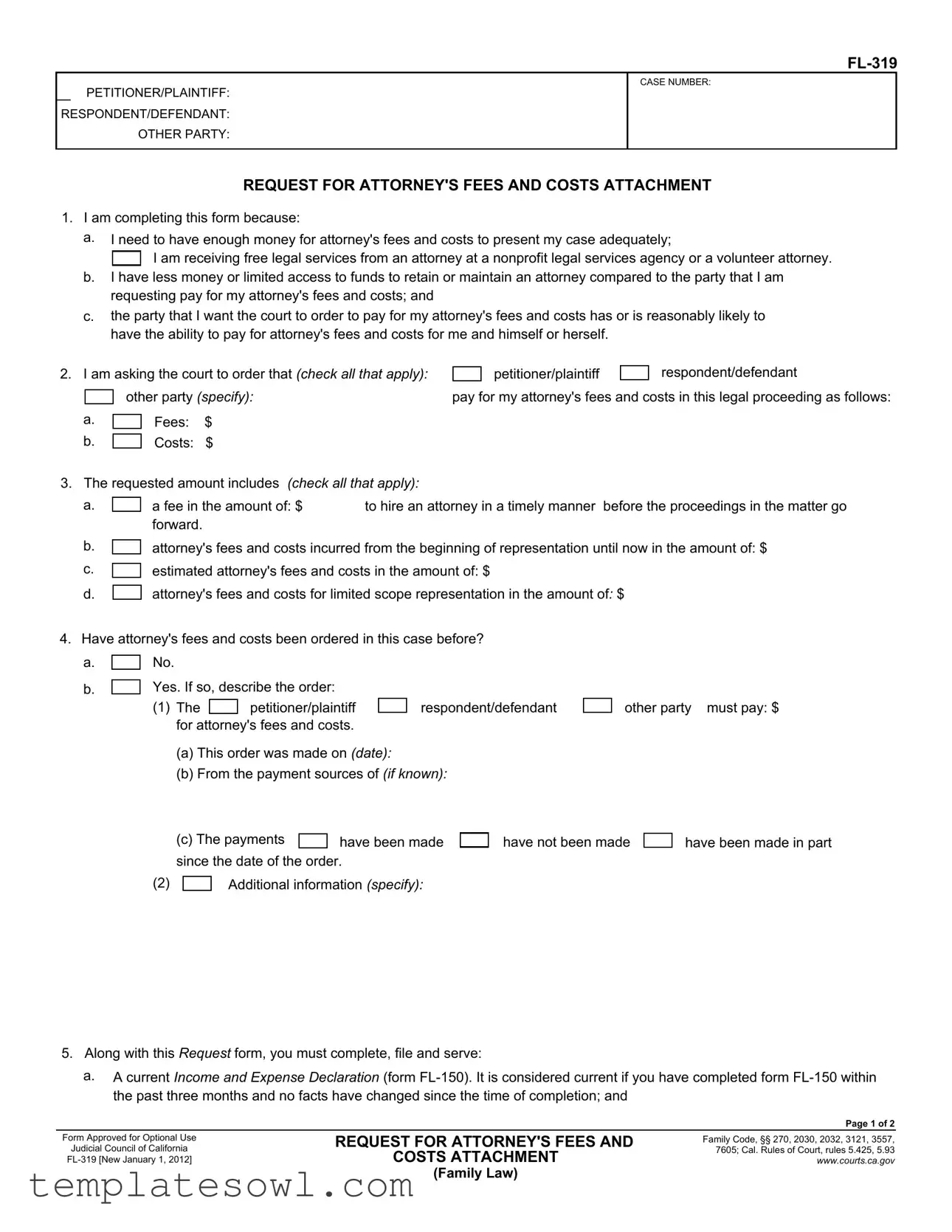 Fill Out Your Fl 319 Form
