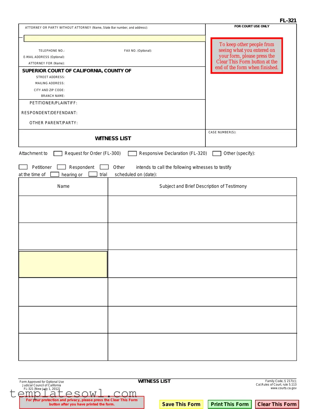 Fill Out Your Fl 321 Form