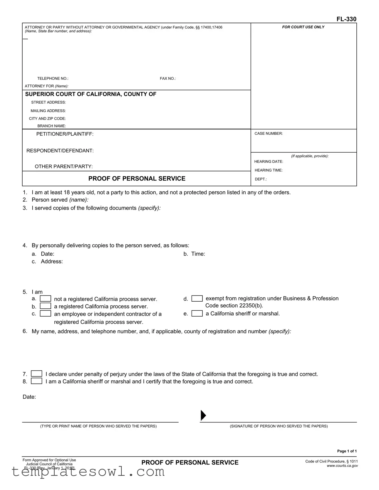 Fill Out Your Fl 330 Form