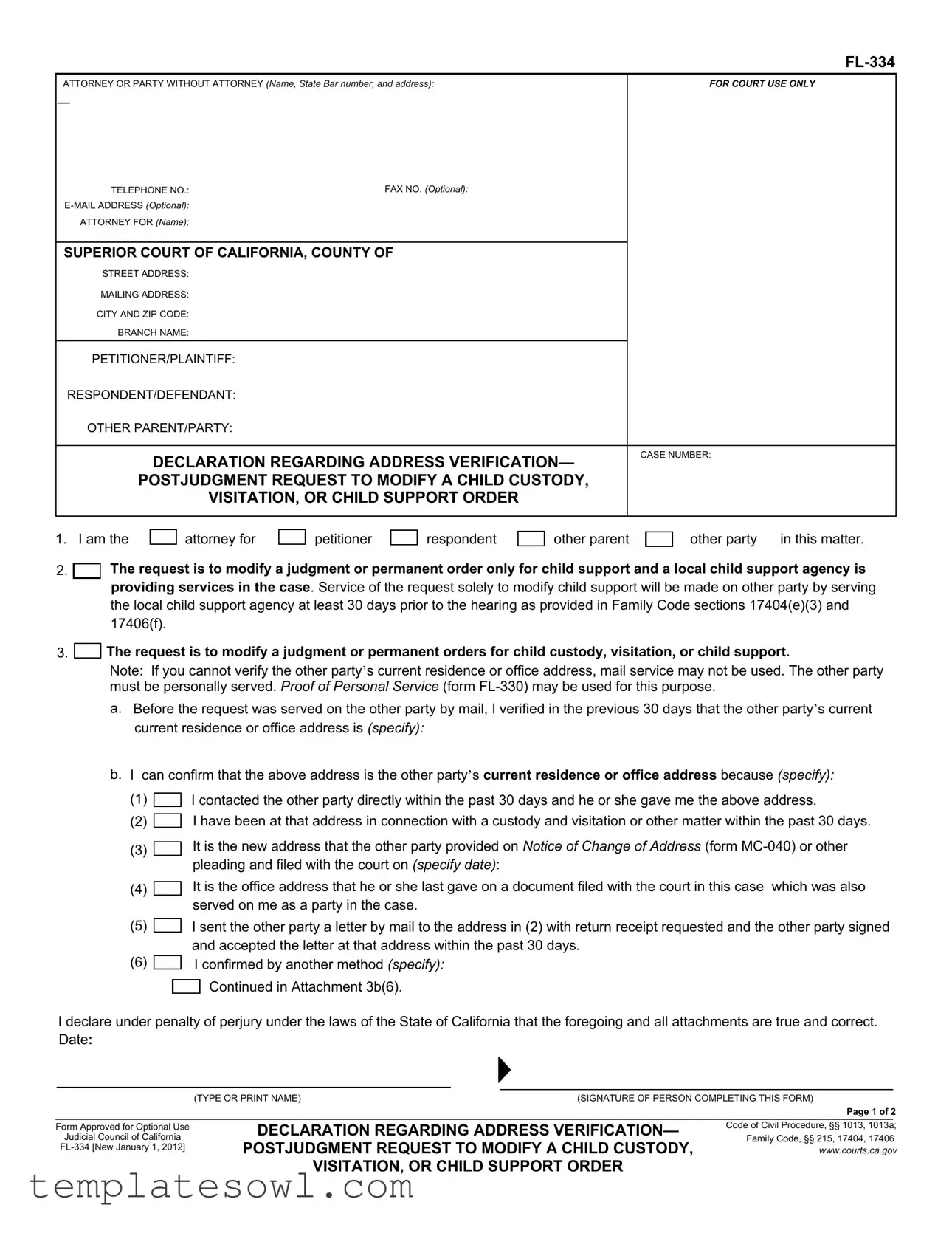 Fill Out Your Fl 334 Form