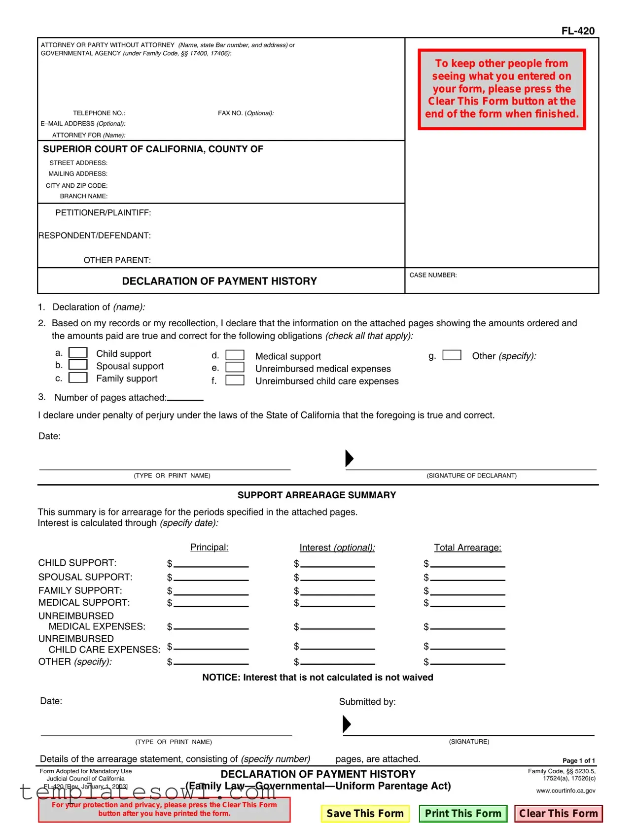 Fill Out Your Fl 420 Form