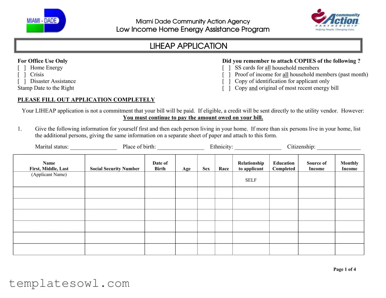 Fill Out Your Fl Miami Liheap Application Form