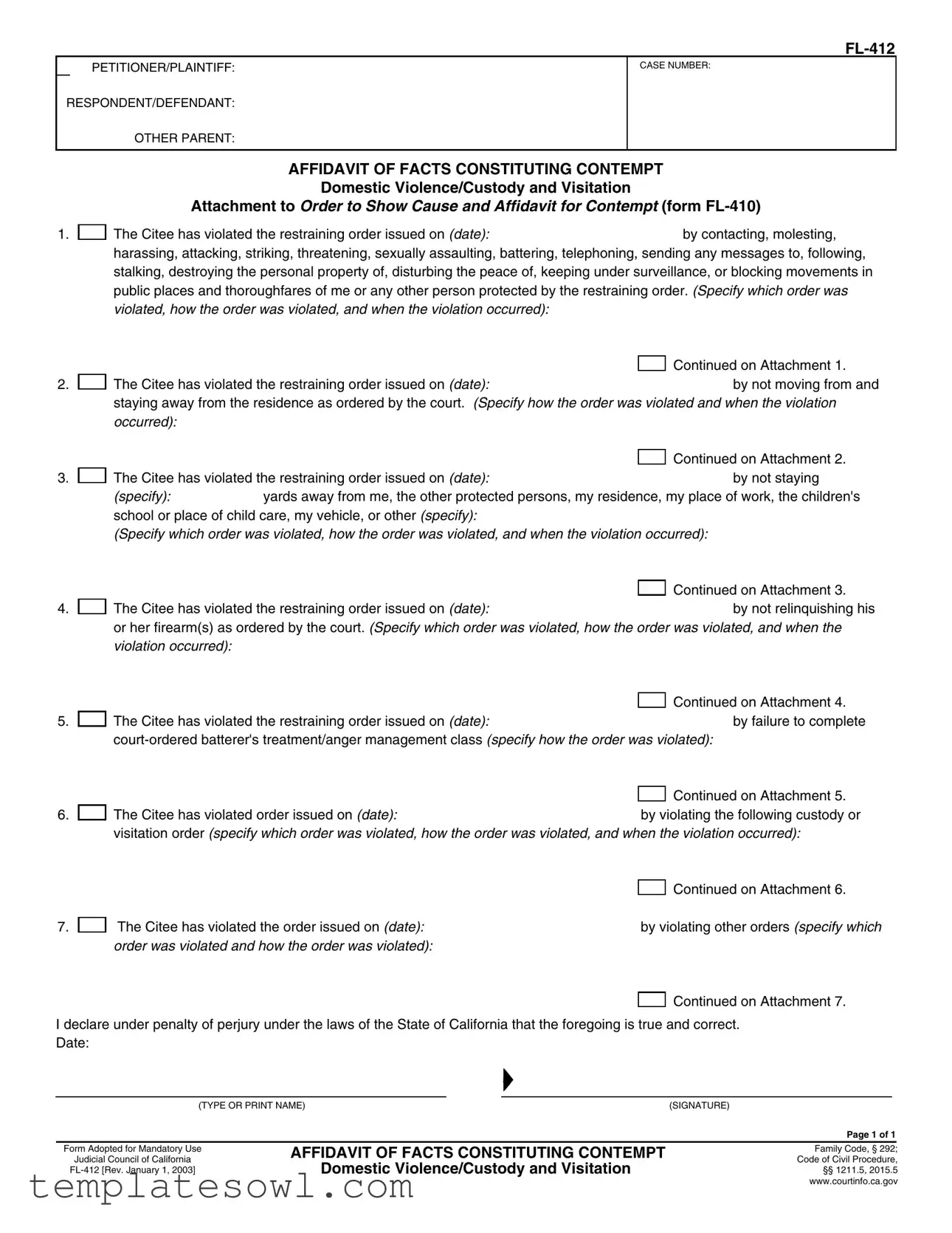 Fill Out Your Fl412 Form