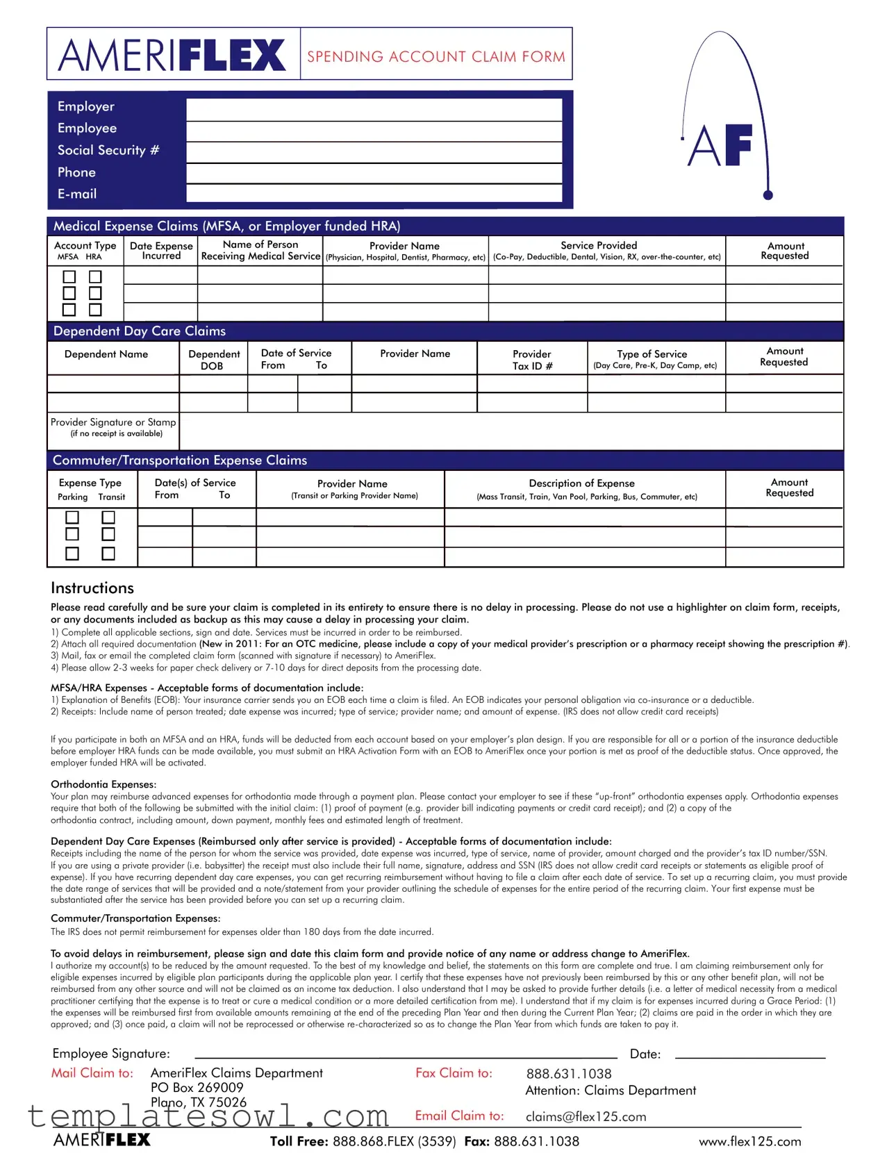Fill Out Your Flex125 Claim Form