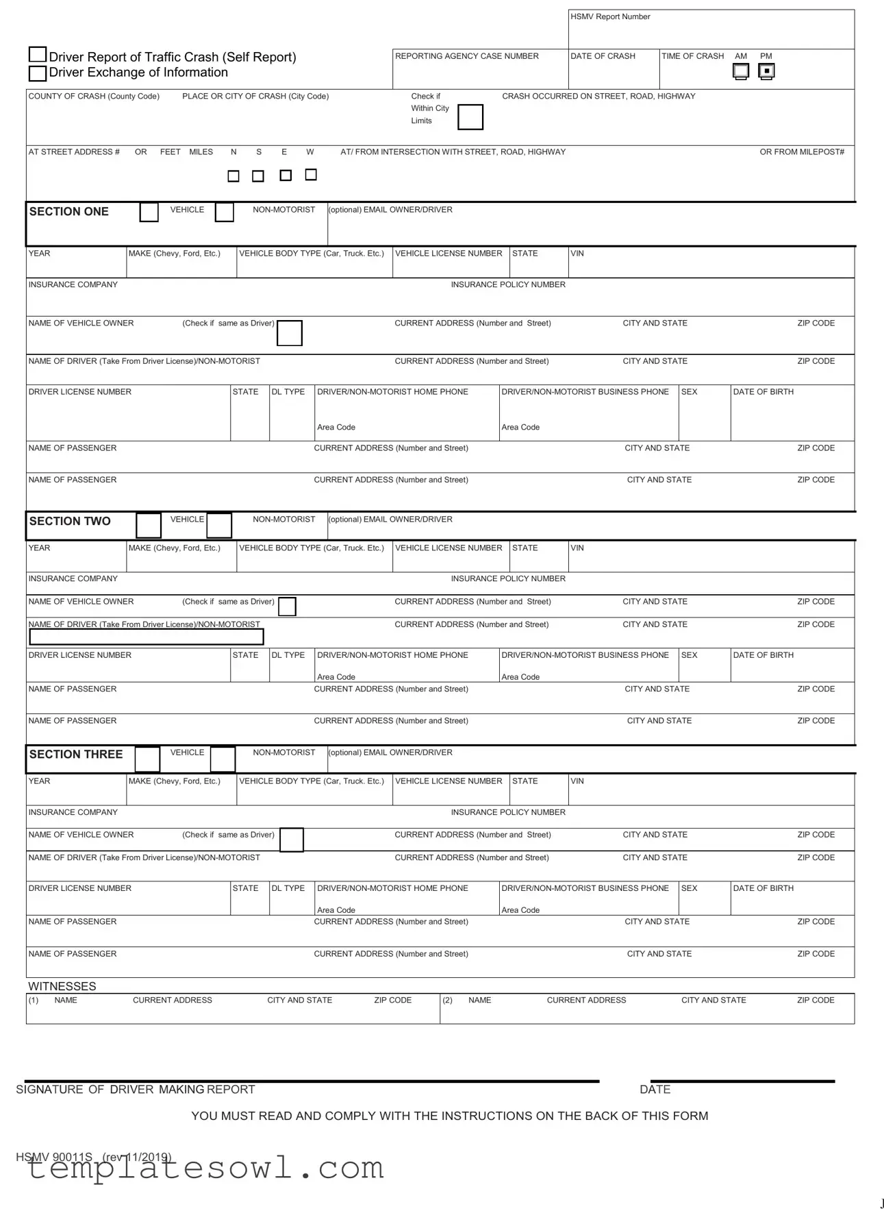 Fill Out Your Florida Traffic Crash Report Form