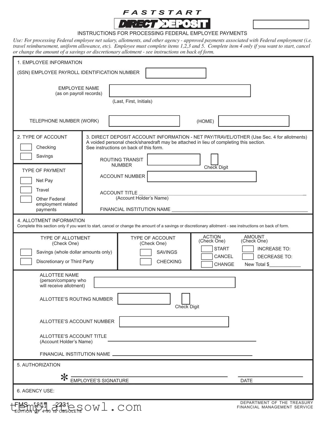 Fill Out Your Fms 2231 Form