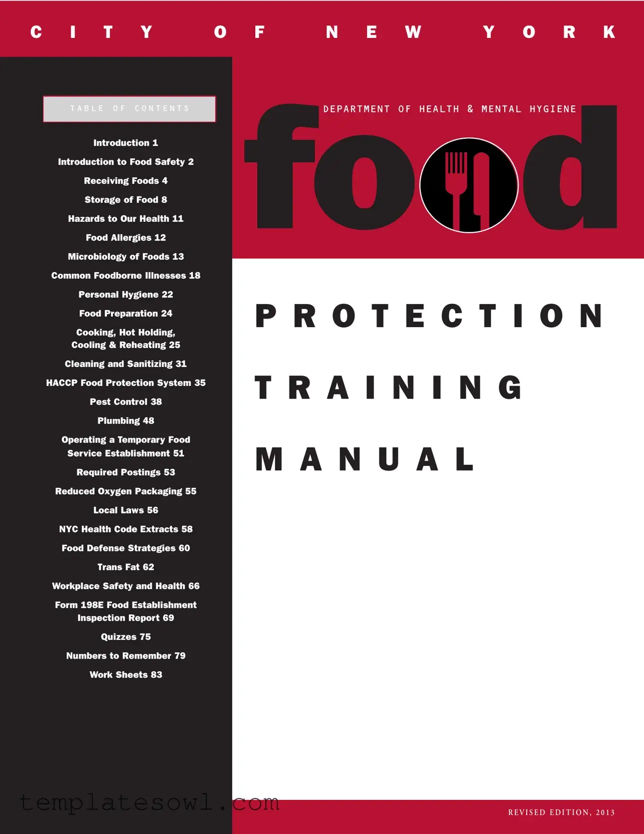 Fill Out Your Food Protection Training Manual Form