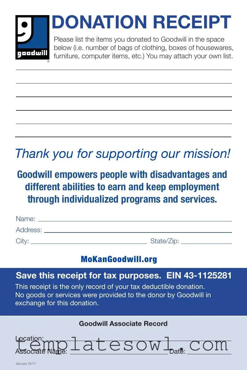Fill Out Your For Goodwill Donated Goods Form