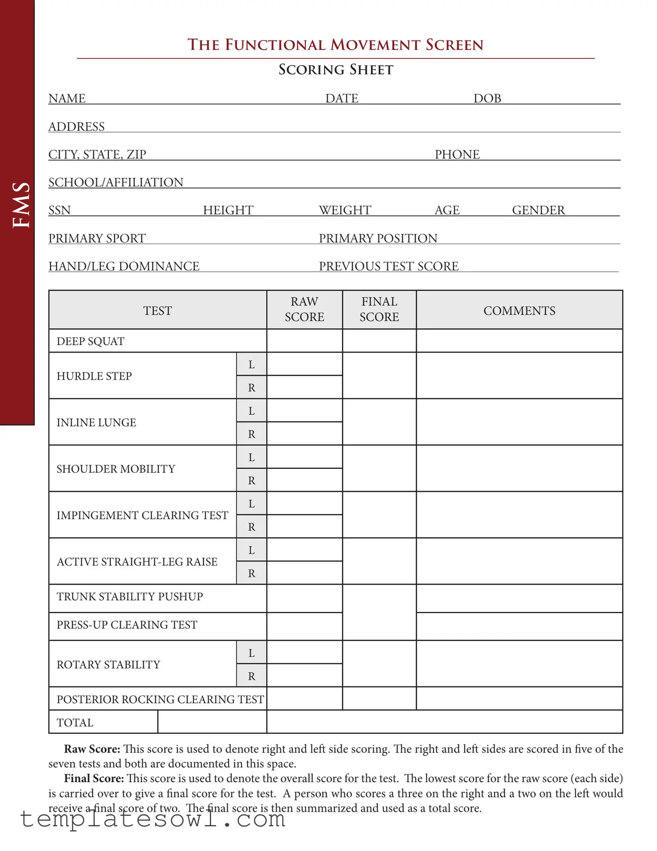 Fill Out Your Functional Movement Screen Form