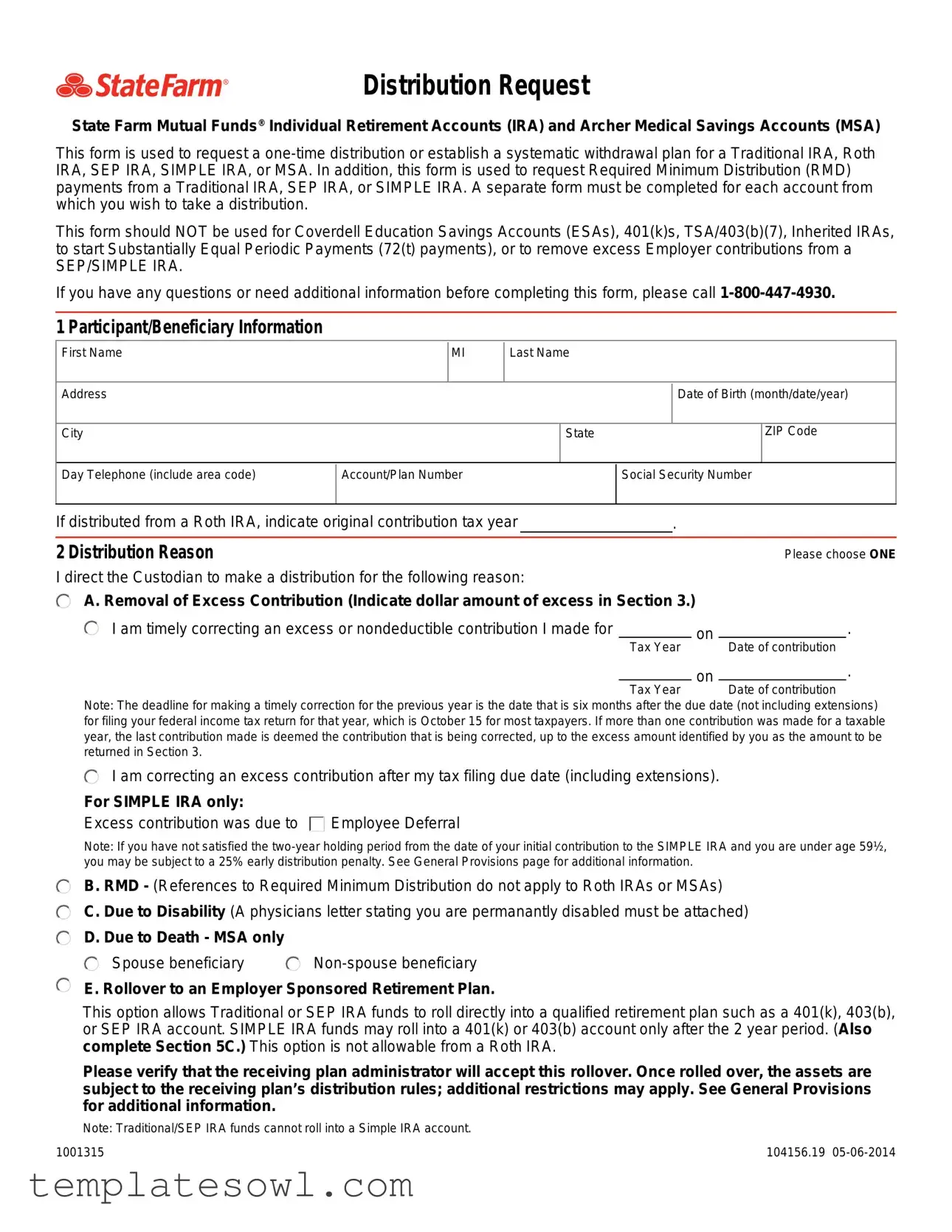 Fill Out Your Funds Distribution Request Form