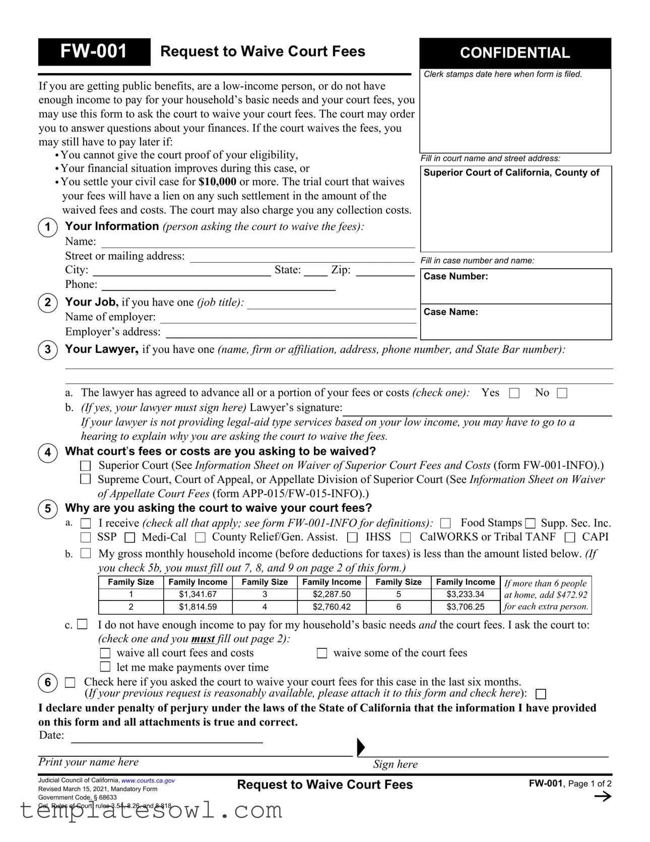 Fill Out Your Fw 001 Form
