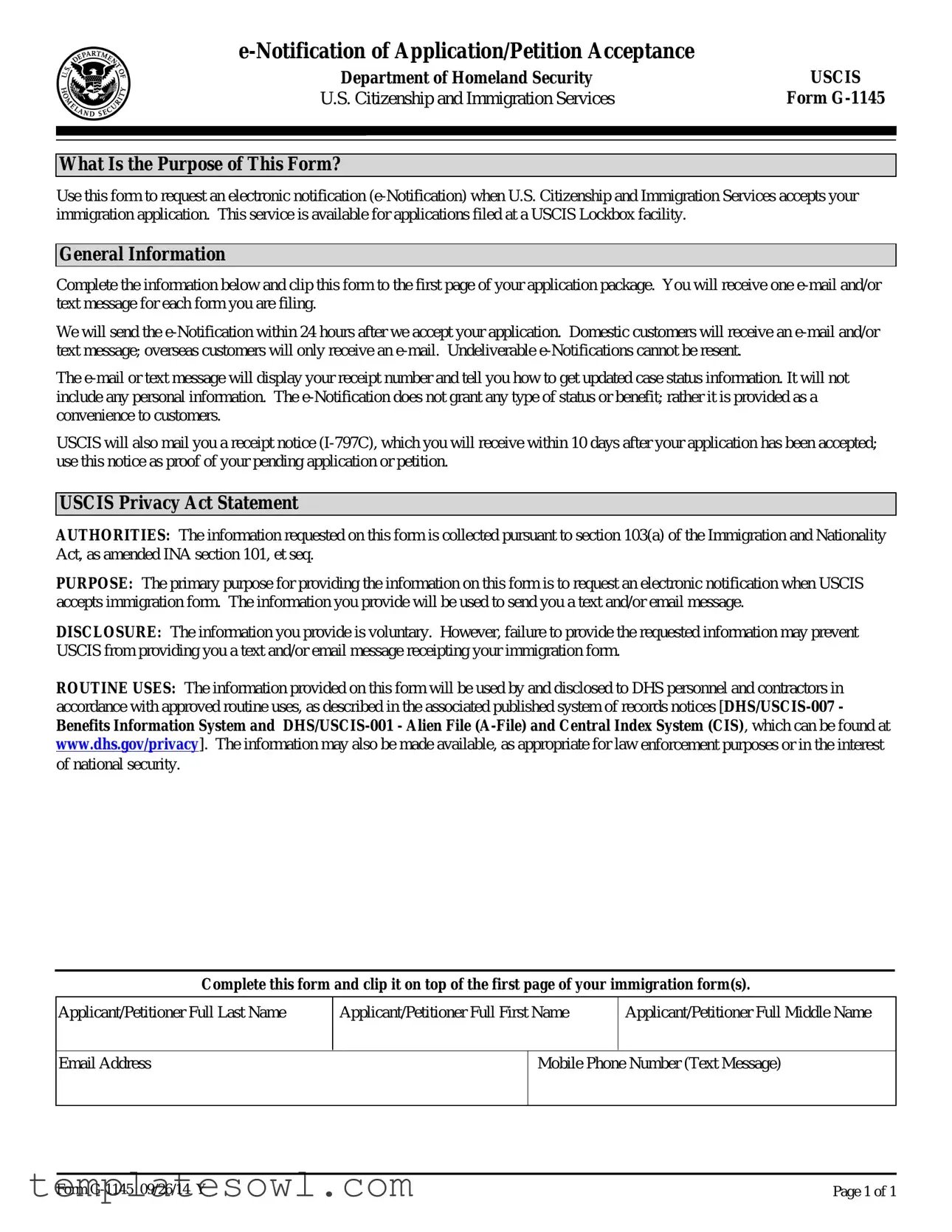 Fill Out Your G 1145 Form