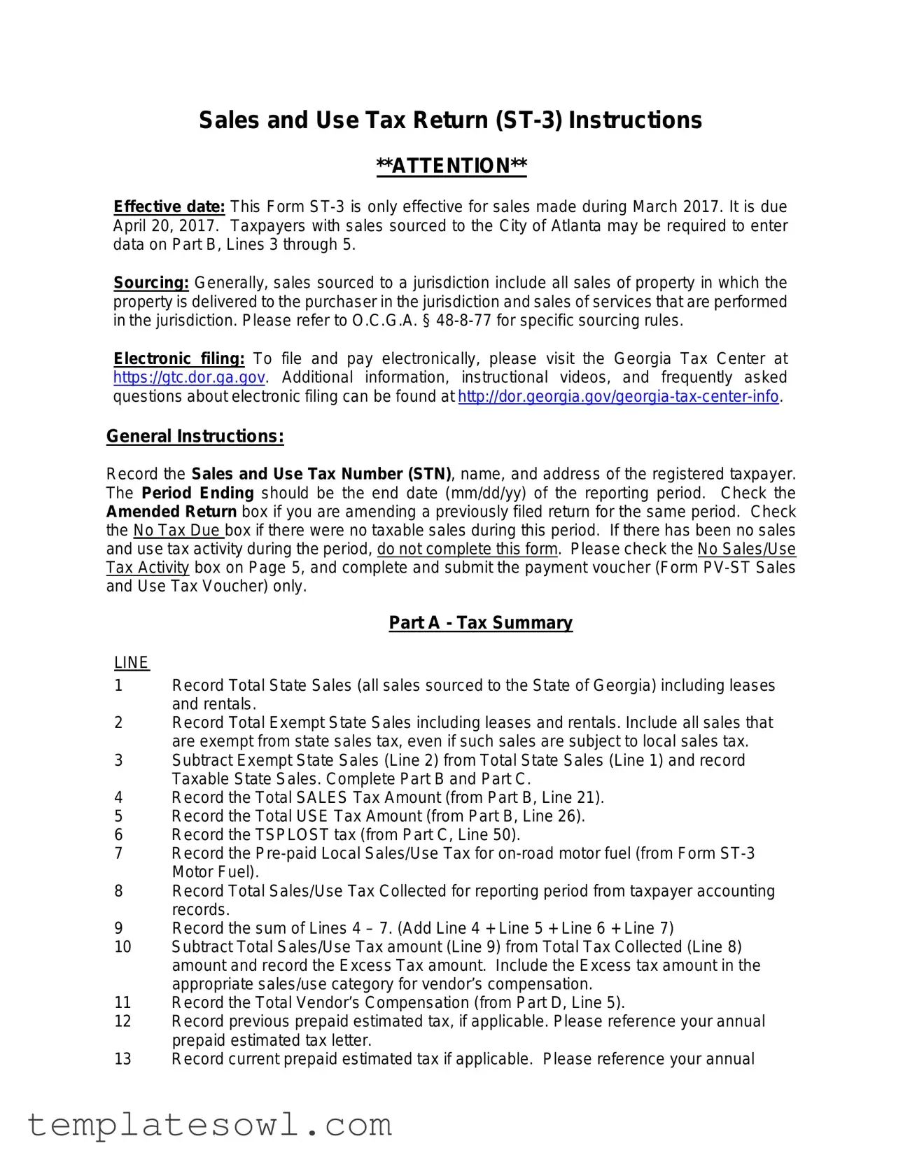 Fill Out Your Ga St 3 Tax Form
