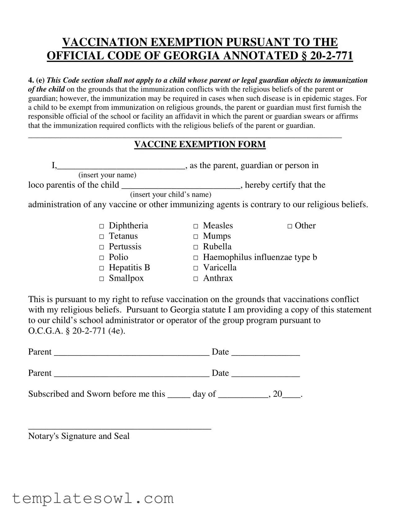 Fill Out Your Ga Vaccine Exemption Form